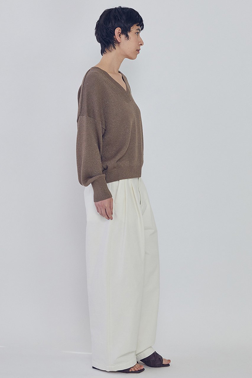 【プルミエ アロンディスモン/1er Arrondissement】のブライトニットVネックプルオーバー 人気、トレンドファッション・服の通販 founy(ファニー) 　ファッション　Fashion　レディースファッション　Fashion for Women　トップス・カットソー　Cut & Sew Tops　ニット　Knit Tops & Sweaters　カジュアルプルオーバー・ニットトップス　Pullovers & Knit Tops / Casual Pullovers　Vネックトップス　V-Neck Tops / V-Cut Neckline Shirts　2026年　2026　イタリア　Italy　フェミニン　Feminine, Girly　リネン　Linen, Linen Fabric　エレガント 上品　Elegant　夏　Summer　春　Spring　S/S・春夏　SS, Spring/Summer, Warm Season　other-2|ID: prp329100004372590 ipo3291000000035294006