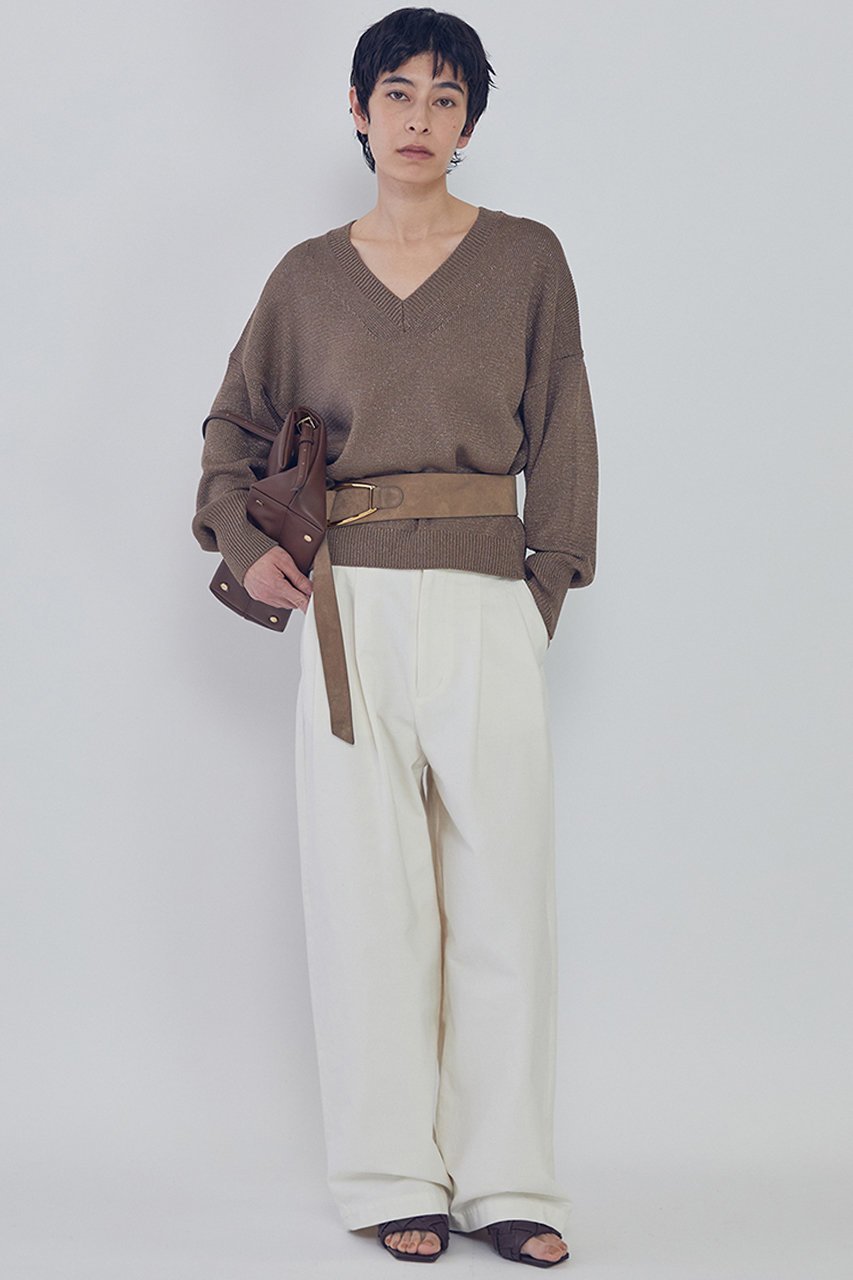 【プルミエ アロンディスモン/1er Arrondissement】のブライトニットVネックプルオーバー 人気、トレンドファッション・服の通販 founy(ファニー) 　ファッション　Fashion　レディースファッション　Fashion for Women　トップス・カットソー　Cut & Sew Tops　ニット　Knit Tops & Sweaters　カジュアルプルオーバー・ニットトップス　Pullovers & Knit Tops / Casual Pullovers　Vネックトップス　V-Neck Tops / V-Cut Neckline Shirts　2026年　2026　イタリア　Italy　フェミニン　Feminine, Girly　リネン　Linen, Linen Fabric　エレガント 上品　Elegant　夏　Summer　春　Spring　S/S・春夏　SS, Spring/Summer, Warm Season　other-6|ID: prp329100004372590 ipo3291000000035294010