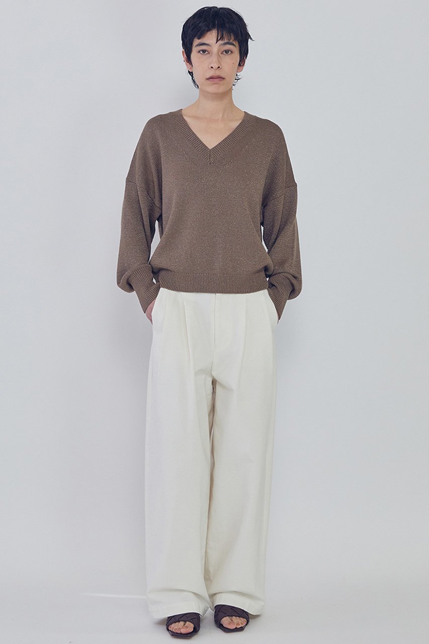 【プルミエ アロンディスモン/1er Arrondissement】のブライトニットVネックプルオーバー 人気、トレンドファッション・服の通販 founy(ファニー) 　ファッション　Fashion　レディースファッション　Fashion for Women　トップス・カットソー　Cut & Sew Tops　ニット　Knit Tops & Sweaters　カジュアルプルオーバー・ニットトップス　Pullovers & Knit Tops / Casual Pullovers　Vネックトップス　V-Neck Tops / V-Cut Neckline Shirts　イタリア　Italy　フェミニン　Feminine, Girly　リネン　Linen, Linen Fabric　エレガント 上品　Elegant　other-4|ID: prp329100004372590 ipo3291000000036104800