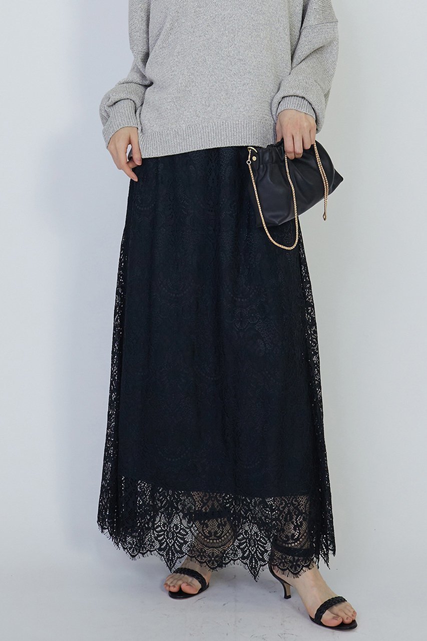 【プルミエ アロンディスモン/1er Arrondissement】のラッセルレーススカート 人気、トレンドファッション・服の通販 founy(ファニー) 　ファッション　Fashion　レディースファッション　Fashion for Women　スカート　Skirts　ロングスカート　Long Skirts / Maxi & Midi Skirts　おすすめ　Recommended / Our Picks　エレガント 上品　Elegant　デニム　Denim, Jeans Material　トレンカ　Treggings, Stirrup Leggings　ドレープ　Drape, Draping Fabric　ペチコート　Petticoat, Underskirt　ラッセル　Raschel, Raschel Lace　レース　Lace, Lace Fabric　ロング　Long, Long-Length　other-6|ID: prp329100004372593 ipo3291000000032825707