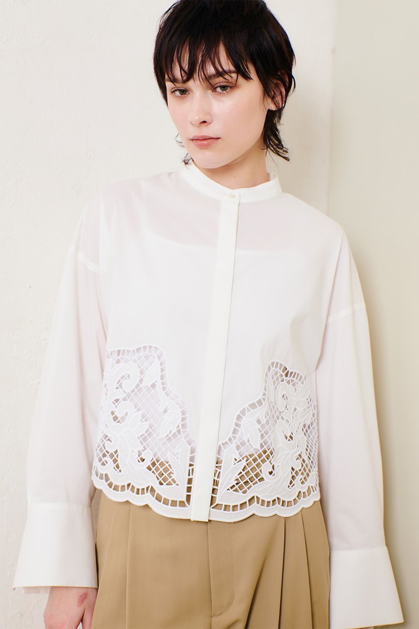 【アルアバイル/allureville】のエンブロイダリーポイントシャツ 人気、トレンドファッション・服の通販 founy(ファニー) 　ファッション　Fashion　レディースファッション　Fashion for Women　トップス・カットソー　Cut & Sew Tops　シャツ・ブラウス・オフィスカジュアル　Elegant Blouses & Button-Ups　おすすめ　Recommended / Our Picks　ショート　Short, Short Length　スポーティ　Sporty, Casual Athletic　スリーブ　Sleeve, Long Sleeve / Short Sleeve　トレンド　Trend, Trending Now　バランス　Balance, Style Balance　フロント　Front, Front Design　メッシュ　Mesh, Net Fabric　ロング　Long, Long-Length　ワイド　Wide, Wide Fit　other-6|ID: prp329100004372597 ipo3291000000032707835