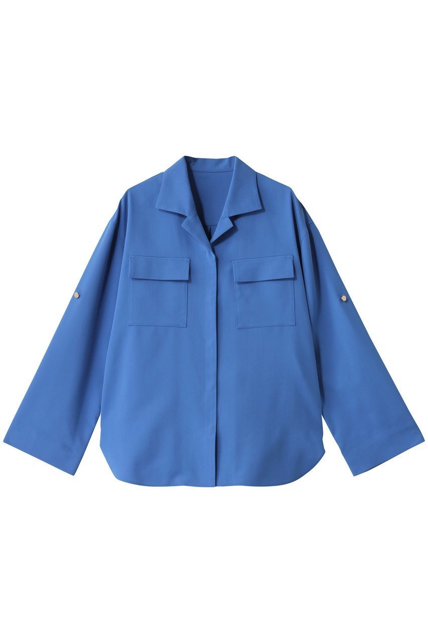 【アルアバイル/allureville】のカルゼターンバックシャツ インテリア・キッズ・メンズ・レディースファッション・服の通販 founy(ファニー) 　ファッション　Fashion　レディースファッション　WOMEN　トップス・カットソー　Tops/Tshirt　シャツ/ブラウス　Shirts/Blouses　バッグ　Bag　シンプル　Simple　スリーブ　Sleeve　ベーシック　Basic　ロング　Long　羽織　Haori　ブルー|ID: prp329100004372599 ipo3291000000030840787
