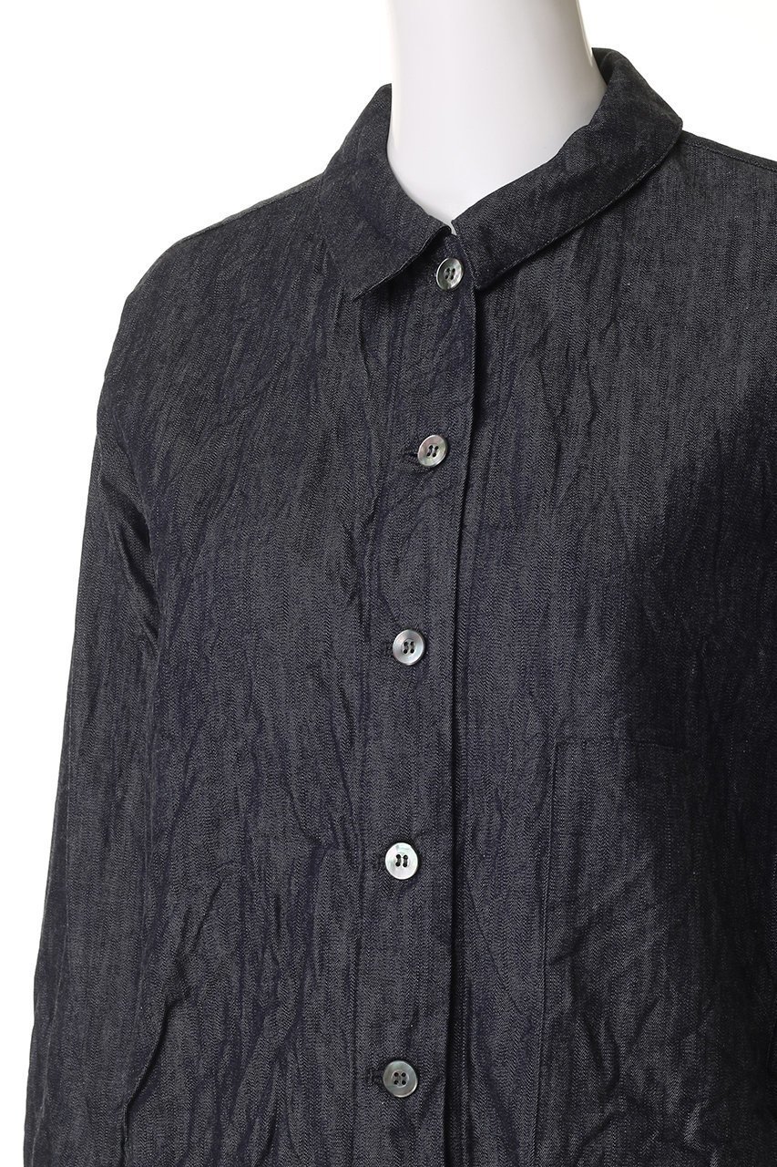【ミズイロ インド/mizuiro ind】のdenim compact shirt シャツ 人気、トレンドファッション・服の通販 founy(ファニー) 　ファッション　Fashion　レディースファッション　Fashion for Women　トップス・カットソー　Cut & Sew Tops　シャツ・ブラウス・オフィスカジュアル　Elegant Blouses & Button-Ups　ロングTシャツ・Tシャツ　Longline T-Shirts & Tees　コンパクト　Compact, Small Size　スリーブ　Sleeve, Long Sleeve / Short Sleeve　デニム　Denim, Jeans Material　フロント　Front, Front Design　ポケット　Pocket, Pocket Detail　ロング　Long, Long-Length　ワッシャー　Washer, Crinkled Finish　other-5|ID: prp329100004372609 ipo3291000000032867786