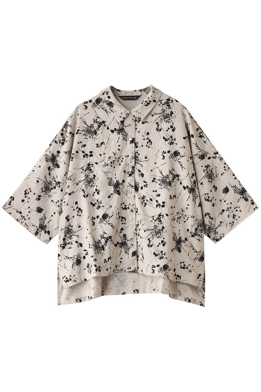 【ミズイロ インド/mizuiro ind】のrayon linen print wide shirt シャツ 人気、トレンドファッション・服の通販 founy(ファニー) 　ファッション　Fashion　レディースファッション　WOMEN　トップス・カットソー　Tops/Tshirt　シャツ/ブラウス　Shirts/Blouses　2025年　2025　2025春夏・S/S　Ss,Spring/Summer,2025　ショート　Short　スリーブ　Sleeve　フラワー　Flower　プリント　Print　モノトーン　Monotone　半袖　Short Sleeve　夏　Summer　春　Spring　S/S・春夏　Ss・Spring/Summer　 other-1|ID: prp329100004372610 ipo3291000000030558382