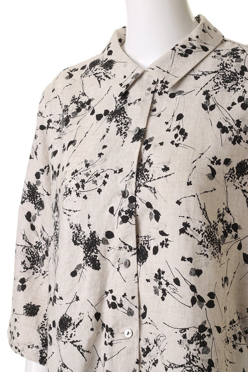 【ミズイロ インド/mizuiro ind】のrayon linen print wide shirt シャツ 人気、トレンドファッション・服の通販 founy(ファニー) 　ファッション　Fashion　レディースファッション　WOMEN　トップス・カットソー　Tops/Tshirt　シャツ/ブラウス　Shirts/Blouses　ショート　Short　スリーブ　Sleeve　フラワー　Flower　プリント　Print　モノトーン　Monotone　半袖　Short Sleeve　夏　Summer　春　Spring　S/S・春夏　Ss・Spring/Summer　other-5|ID: prp329100004372610 ipo3291000000031336970