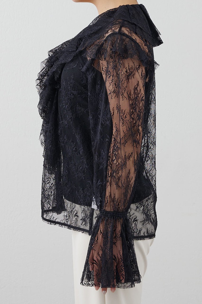 【ウィムガゼット/Whim Gazette】の【THE PAUSE】ラッフルレースフリルブラウス 人気、トレンドファッション・服の通販 founy(ファニー) 　ファッション　Fashion　レディースファッション　Fashion for Women　トップス・カットソー　Cut & Sew Tops　シャツ・ブラウス・オフィスカジュアル　Elegant Blouses & Button-Ups　おすすめ　Recommended / Our Picks　インナー　Innerwear　カットソー　Cut and Sewn Top　キャミソール　Camisole, Spaghetti Strap Top　シンプル　Simple, Minimal　スリーブ　Sleeve, Long Sleeve / Short Sleeve　タンク　Tank Top, Sleeveless Top　フェミニン　Feminine, Girly　フリル　Frill, Ruffle　ボトム　Bottoms, Lower Wear　レース　Lace, Lace Fabric　ロング　Long, Long-Length　羽織　Haori, Light Jacket　長袖　Long Sleeve, Full Sleeve　other-8|ID: prp329100004372614 ipo3291000000032862846