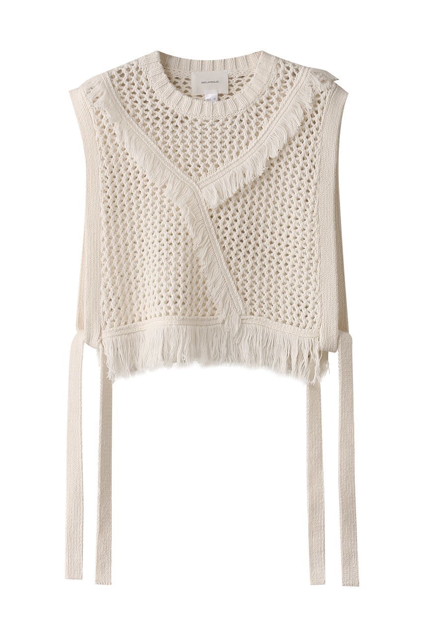【ミディウミソリッド/MIDIUMISOLID】のside ribbon fringe mesh vest.S ベスト インテリア・キッズ・メンズ・レディースファッション・服の通販 founy(ファニー) 　ファッション　Fashion　レディースファッション　Fashion for Women　アウター　Coat / Outerwear Collection　レディースジャケット・軽アウター　Jackets　アシンメトリー　Asymmetrical Style　ジャケット　Jacket, Outerwear　フリンジ　Fringe, Tassel　ベスト　Vest, Waistcoat　メッシュ　Mesh, Net Fabric　ivory|ID: prp329100004372622 ipo3291000000032912685
