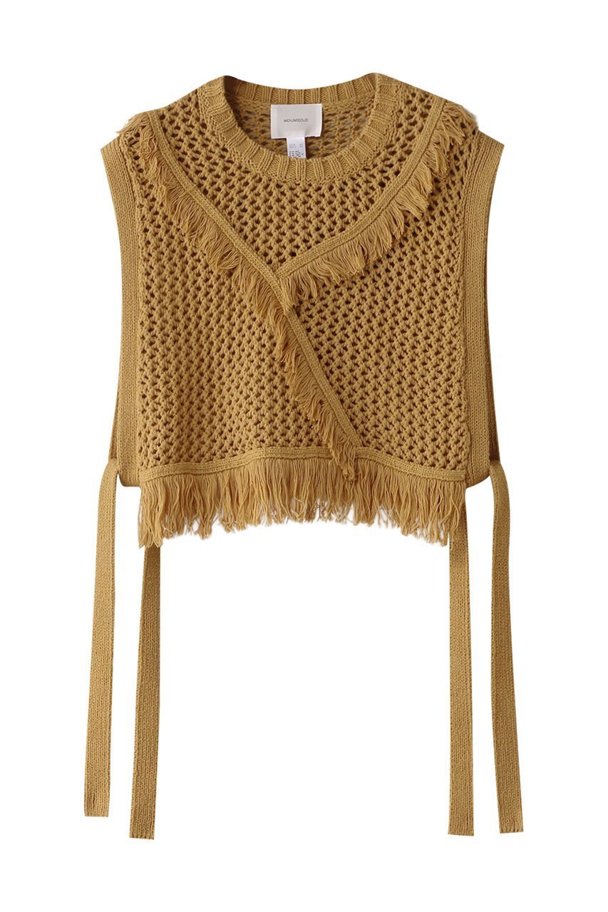 【ミディウミソリッド/MIDIUMISOLID】のside ribbon fringe mesh vest.S ベスト インテリア・キッズ・メンズ・レディースファッション・服の通販 founy(ファニー) 　ファッション　Fashion　レディースファッション　Fashion for Women　アウター　Coat / Outerwear Collection　レディースジャケット・軽アウター　Jackets　アシンメトリー　Asymmetrical Style　ジャケット　Jacket, Outerwear　フリンジ　Fringe, Tassel　ベスト　Vest, Waistcoat　メッシュ　Mesh, Net Fabric　beige|ID: prp329100004372622 ipo3291000000032912690