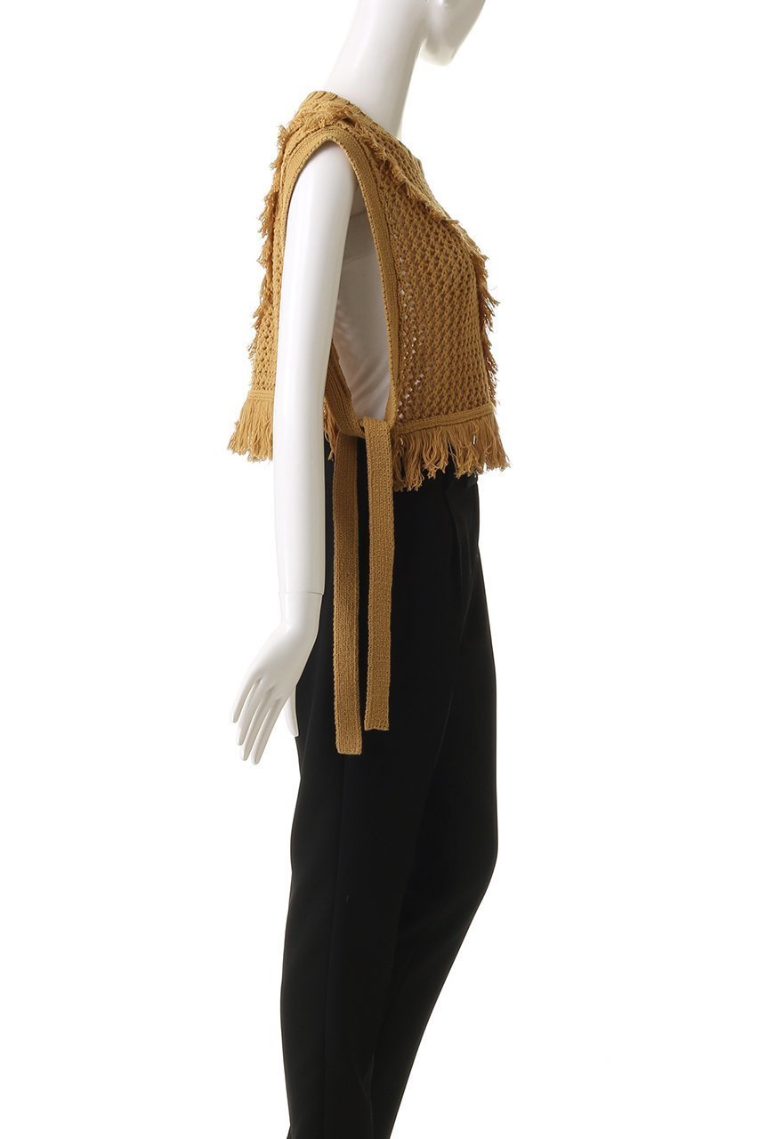 【ミディウミソリッド/MIDIUMISOLID】のside ribbon fringe mesh vest.S ベスト 人気、トレンドファッション・服の通販 founy(ファニー) 　ファッション　Fashion　レディースファッション　Fashion for Women　アウター　Coat / Outerwear Collection　レディースジャケット・軽アウター　Jackets　アシンメトリー　Asymmetrical Style　ジャケット　Jacket, Outerwear　フリンジ　Fringe, Tassel　ベスト　Vest, Waistcoat　メッシュ　Mesh, Net Fabric　other-3|ID: prp329100004372622 ipo3291000000032912710