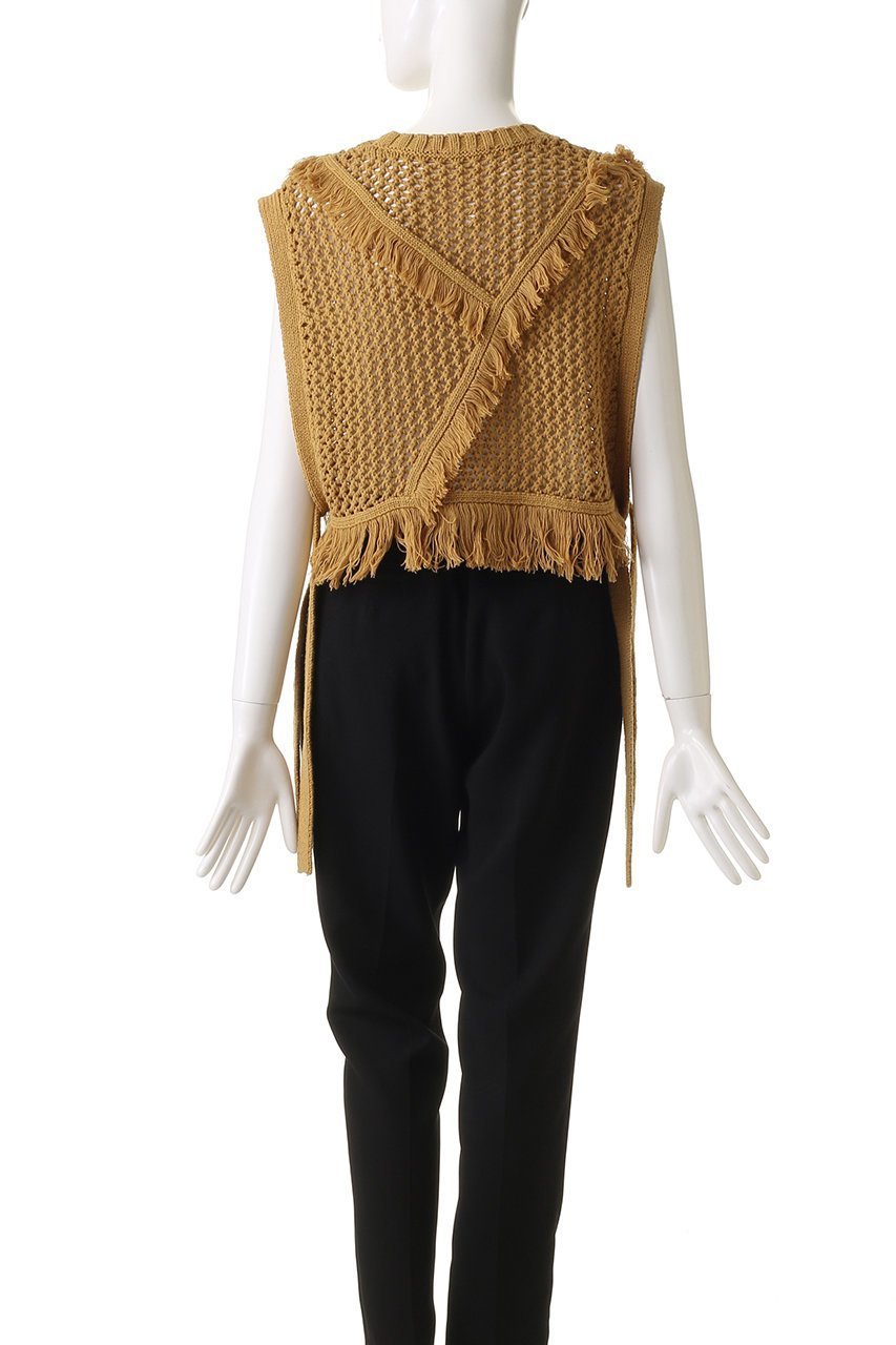 【ミディウミソリッド/MIDIUMISOLID】のside ribbon fringe mesh vest.S ベスト 人気、トレンドファッション・服の通販 founy(ファニー) 　ファッション　Fashion　レディースファッション　Fashion for Women　アウター　Coat / Outerwear Collection　レディースジャケット・軽アウター　Jackets　アシンメトリー　Asymmetrical Style　ジャケット　Jacket, Outerwear　フリンジ　Fringe, Tassel　ベスト　Vest, Waistcoat　メッシュ　Mesh, Net Fabric　other-4|ID: prp329100004372622 ipo3291000000032912718