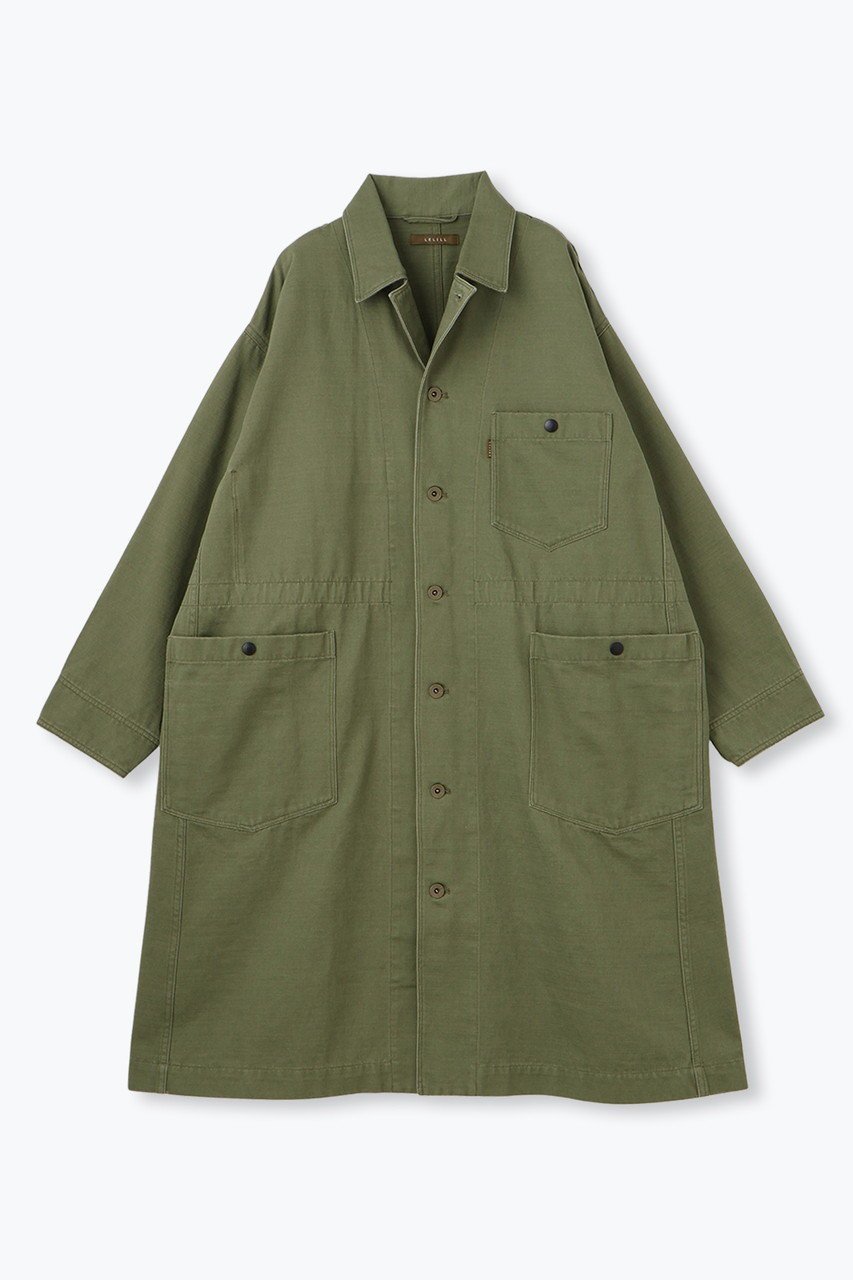 【レリル/lelill】のTHE WORK COAT インテリア・キッズ・メンズ・レディースファッション・服の通販 founy(ファニー) 　ファッション　Fashion　レディースファッション　Fashion for Women　アウター　Coat / Outerwear Collection　コート・ロングコート・ピーコート　Long Coats, Peacoats & More　サテン　Satin, Glossy Fabric　スリット　Slit, Slit Detail　パッチ　Patch, Appliqué　ポケット　Pocket, Pocket Detail　ロング　Long, Long-Length　ワーク　Workwear, Utility Style　カーキ|ID: prp329100004372627 ipo3291000000035489830