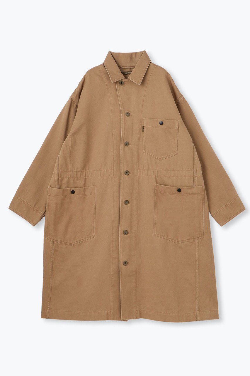 【レリル/lelill】のTHE WORK COAT インテリア・キッズ・メンズ・レディースファッション・服の通販 founy(ファニー) 　ファッション　Fashion　レディースファッション　Fashion for Women　アウター　Coat / Outerwear Collection　コート・ロングコート・ピーコート　Long Coats, Peacoats & More　サテン　Satin, Glossy Fabric　スリット　Slit, Slit Detail　パッチ　Patch, Appliqué　ポケット　Pocket, Pocket Detail　ロング　Long, Long-Length　ワーク　Workwear, Utility Style　ベージュ|ID: prp329100004372627 ipo3291000000035489831