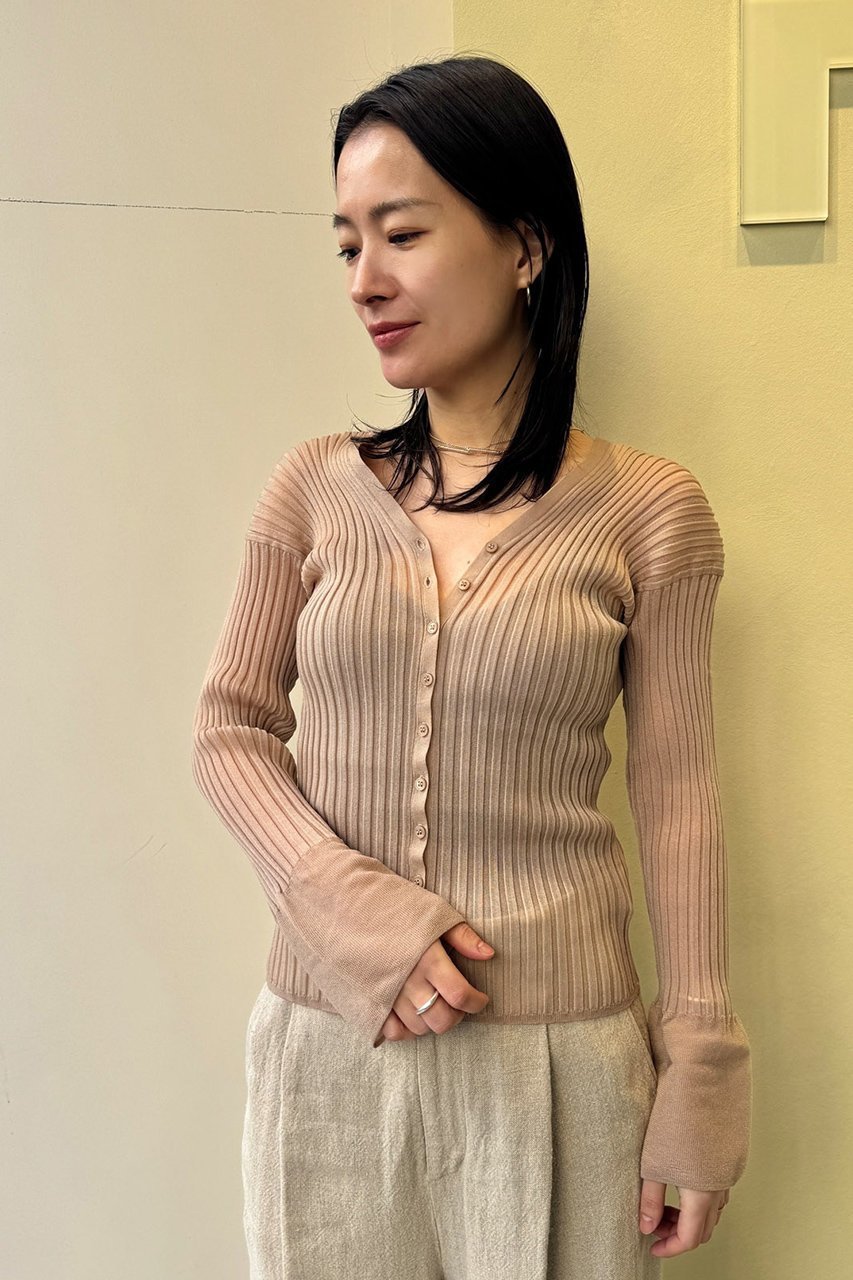 【スタニングルアー/STUNNING LURE】のrシアーリブニットカーディガン 人気、トレンドファッション・服の通販 founy(ファニー) 　ファッション　Fashion　レディースファッション　Fashion for Women　トップス・カットソー　Cut & Sew Tops　ニット　Knit Tops & Sweaters　カーディガン・羽織り　Layered Style Cardigans　オーガンジー　Organza Fabric　カーディガン　Cardigan, Knitwear　シアー　Sheer, See-Through　フィット　Fit, Slim Fit　リブニット　Rib Knit, Ribbed Knit　other-8|ID: prp329100004372644 ipo3291000000032937269