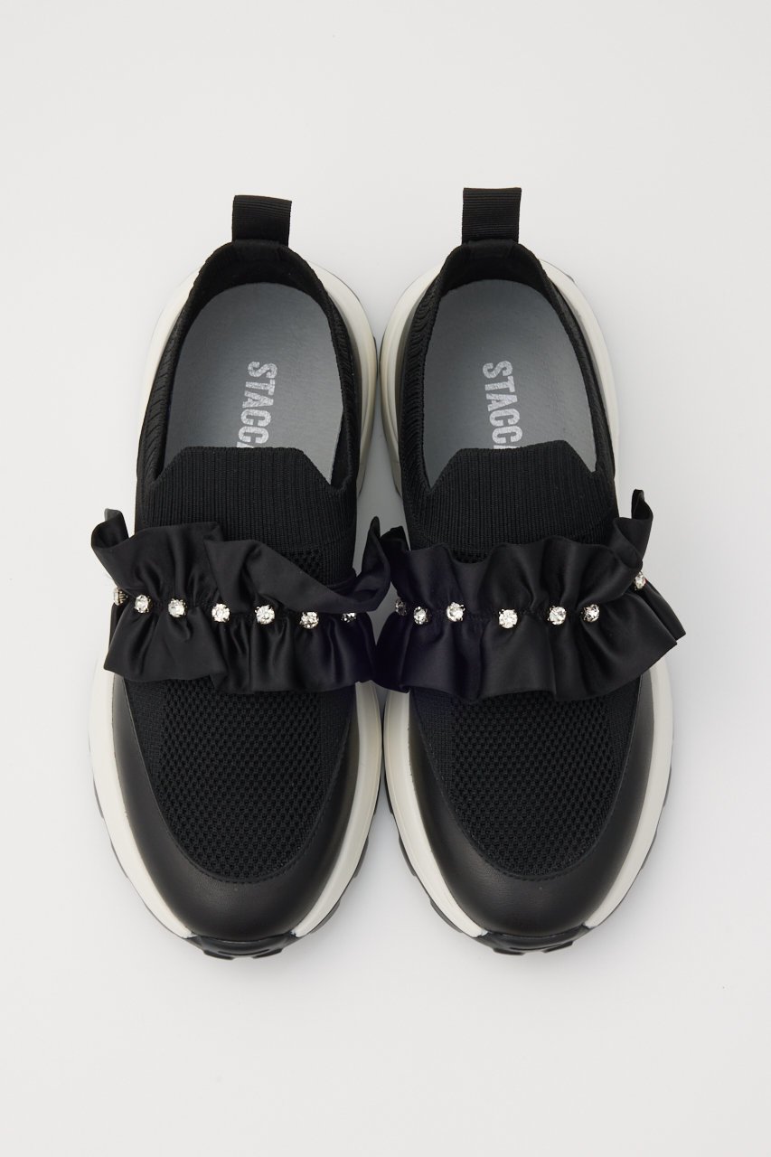 【スタッカート/STACCATO】のラッフルニットコンビスリッポン 人気、トレンドファッション・服の通販 founy(ファニー) 　ファッション　Fashion　レディースファッション　Fashion for Women　エレガント 上品　Elegant　シューズ　Shoes, Footwear　ビジュー　Bijou, Jewel-like Accent　フラット　Flat, Flat Shoes　ラッフル　Ruffle, Frill　リボン　Ribbon, Bow　other-3|ID: prp329100004374907 ipo3291000000034939417