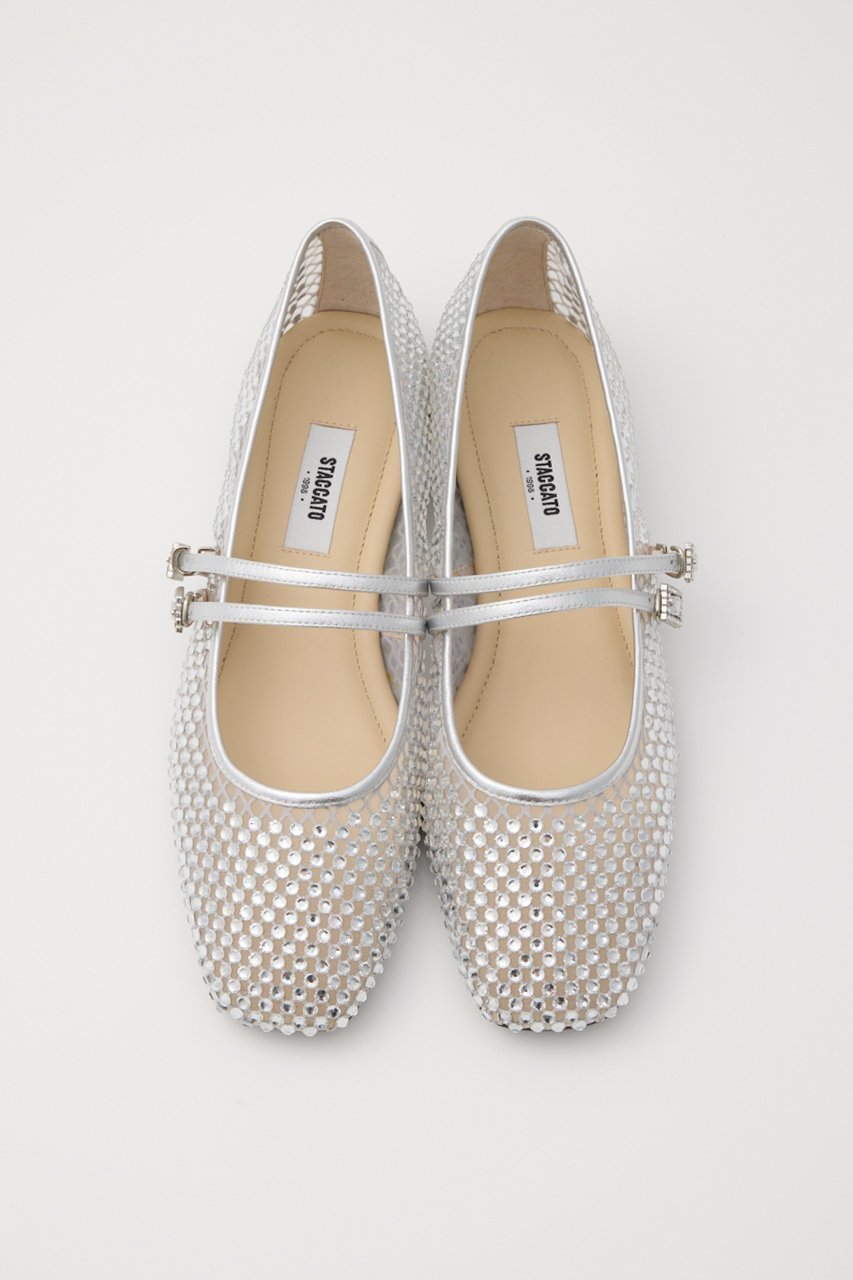 【スタッカート/STACCATO】のクリスタルメッシュベルトフラット 人気、トレンドファッション・服の通販 founy(ファニー) 　ファッション　Fashion　レディースファッション　Fashion for Women　ベルト&ウエストマーク　Belts & Waist Accessories　クッション　Cushion, Throw Pillow　コンビ　Combo, Combination Style　シューズ　Shoes, Footwear　ストーン　Stone, Gem-Like　フラット　Flat, Flat Shoes　メッシュ　Mesh, Net Fabric　other-3|ID: prp329100004374908 ipo3291000000035059145