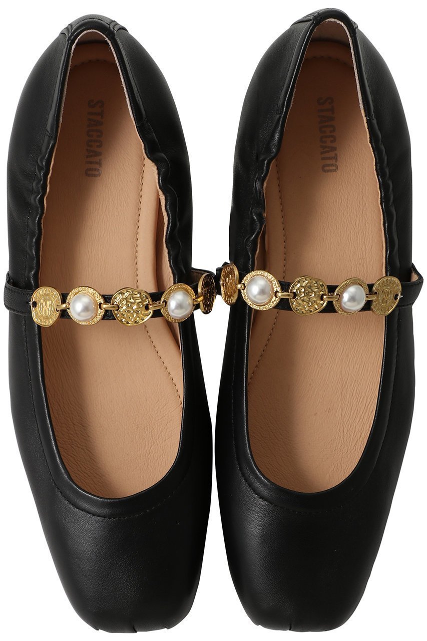 【スタッカート/STACCATO】のヴィンテージライクコインバレエシューズ インテリア・キッズ・メンズ・レディースファッション・服の通販 founy(ファニー) 　ファッション　Fashion　レディースファッション　Fashion for Women　アクセサリー　Fashion Accessories　クラシカル　Classical, Vintage-Inspired　コイン　Coin, Coin Design　シューズ　Shoes, Footwear　バレエ　Ballet, Ballet Style　パール　Pearl, Pearl Accent　フラット　Flat, Flat Shoes　ラップ　Wrap, Wrap Design　エレガント 上品　Elegant　再入荷　Restock / Back in Stock　BLK|ID: prp329100004374911 ipo3291000000035058363