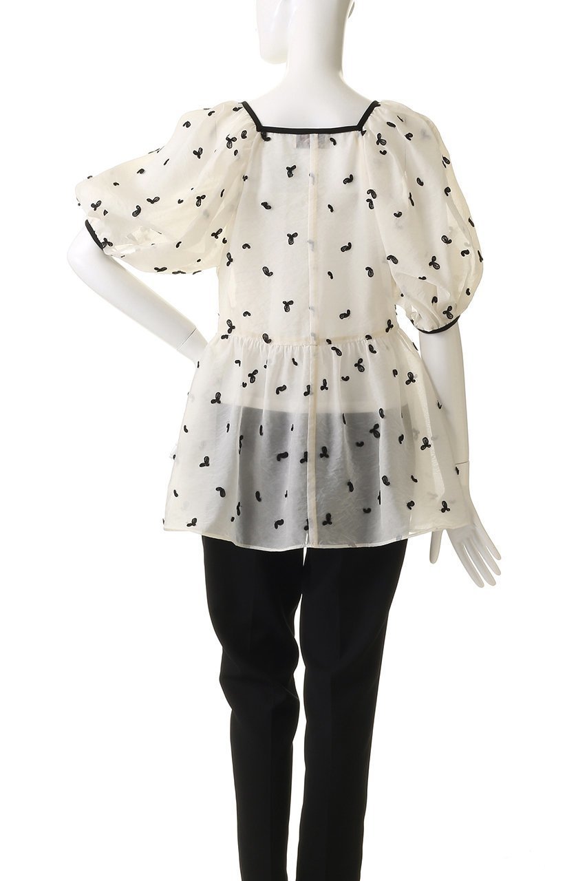 【ルール ロジェット/leur logette】のペタルエンブロイダリートップ 人気、トレンドファッション・服の通販 founy(ファニー) 　ファッション　Fashion　レディースファッション　Fashion for Women　トップス・カットソー　Cut & Sew Tops　シャツ・ブラウス・オフィスカジュアル　Elegant Blouses & Button-Ups　ショート　Short, Short Length　スリーブ　Sleeve, Long Sleeve / Short Sleeve　モチーフ　Motif, Design Theme　リボン　Ribbon, Bow　other-4|ID: prp329100004374933 ipo3291000000032868339