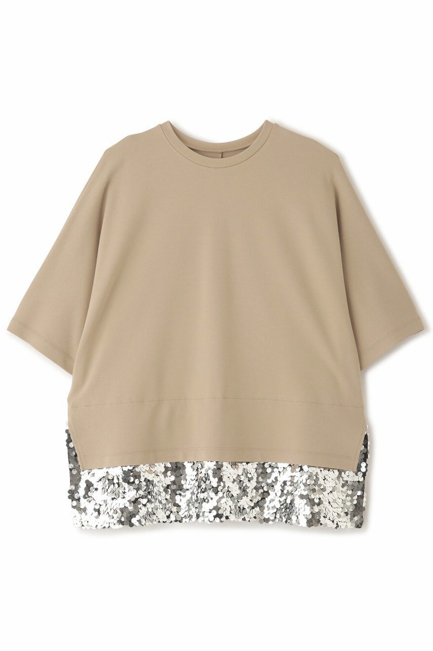 【アドーア/ADORE】のスパングルヘムジャージーカットソー インテリア・キッズ・メンズ・レディースファッション・服の通販 founy(ファニー) 　ファッション　Fashion　レディースファッション　Fashion for Women　トップス・カットソー　Cut & Sew Tops　シャツ・ブラウス・オフィスカジュアル　Elegant Blouses & Button-Ups　ロングTシャツ・Tシャツ　Longline T-Shirts & Tees　カットソー・ベーシックTシャツ　Cut-and-Sewn Tops / Stretch Tees & Basics　エレガント 上品　Elegant　カットソー　Cut and Sewn Top　ショート　Short, Short Length　シンプル　Simple, Minimal　スパンコール　Sequins, Sequin Embellishment　スリーブ　Sleeve, Long Sleeve / Short Sleeve　トレンド　Trend, Trending Now　ベージュ|ID: prp329100004374949 ipo3291000000032873750