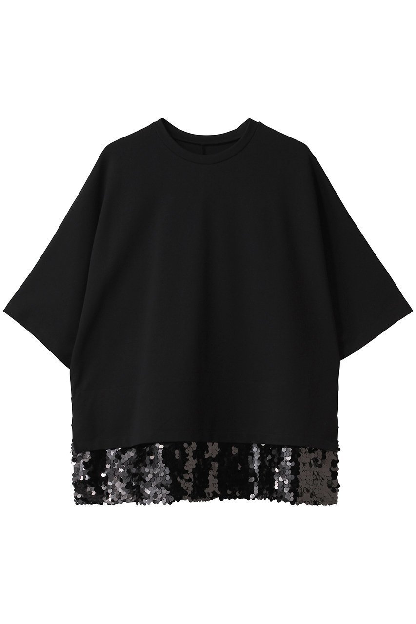 【アドーア/ADORE】のスパングルヘムジャージーカットソー インテリア・キッズ・メンズ・レディースファッション・服の通販 founy(ファニー) 　ファッション　Fashion　レディースファッション　Fashion for Women　トップス・カットソー　Cut & Sew Tops　シャツ・ブラウス・オフィスカジュアル　Elegant Blouses & Button-Ups　ロングTシャツ・Tシャツ　Longline T-Shirts & Tees　カットソー・ベーシックTシャツ　Cut-and-Sewn Tops / Stretch Tees & Basics　エレガント 上品　Elegant　カットソー　Cut and Sewn Top　ショート　Short, Short Length　シンプル　Simple, Minimal　スパンコール　Sequins, Sequin Embellishment　スリーブ　Sleeve, Long Sleeve / Short Sleeve　トレンド　Trend, Trending Now　ブラック|ID: prp329100004374949 ipo3291000000032873757