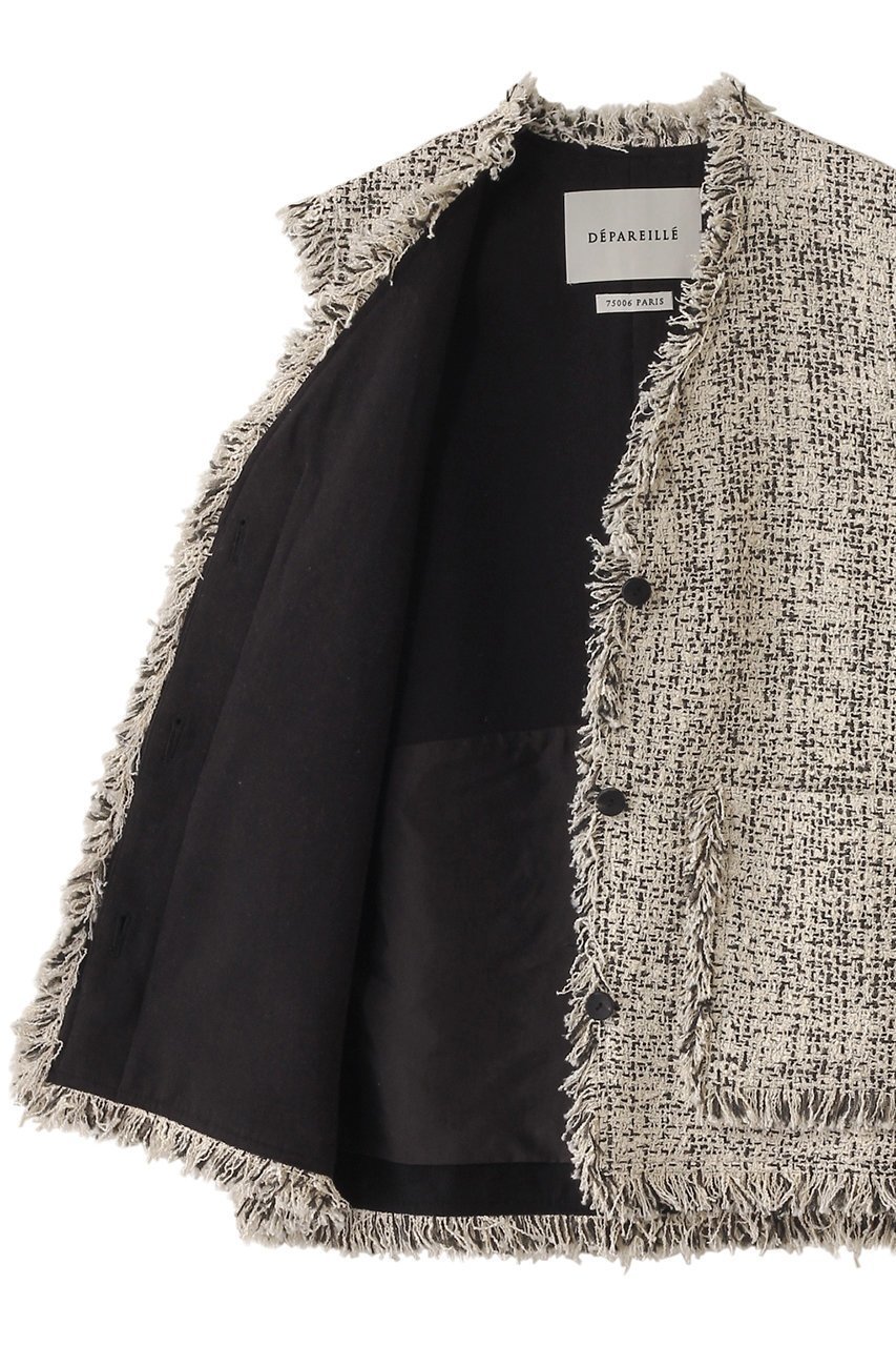 【デパリエ/DEPAREILLE】のリリーヤーンツイードジレ 人気、トレンドファッション・服の通販 founy(ファニー) 　ファッション　Fashion　レディースファッション　WOMEN　アウター　Coat Outerwear　ジャケット　Jackets　カットソー　Cut And Sew　ジャケット　Jacket　デニム　Denim　パーティ　Party　フリンジ　Fringe　ベスト　Vest　エレガント 上品　Elegant　夏　Summer　春　Spring　S/S・春夏　Ss・Spring/Summer　other-6|ID: prp329100004374972 ipo3291000000031335852