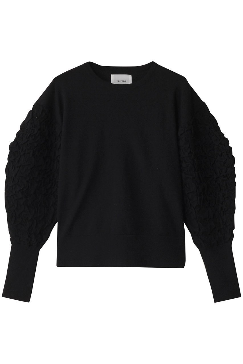 【ミディウミソリッド/MIDIUMISOLID】のpuff slv jacquard PO.S プルオーバー インテリア・キッズ・メンズ・レディースファッション・服の通販 founy(ファニー) 　ファッション　Fashion　レディースファッション　Fashion for Women　トップス・カットソー　Cut & Sew Tops　ニット　Knit Tops & Sweaters　カジュアルプルオーバー・ニットトップス　Pullovers & Knit Tops / Casual Pullovers　コンシャス　Conscious, Bodycon　ジャカード／ジャガード　Jacquard, Woven Pattern　スリーブ　Sleeve, Long Sleeve / Short Sleeve　トレンド　Trend, Trending Now　black|ID: prp329100004378333 ipo3291000000032951935