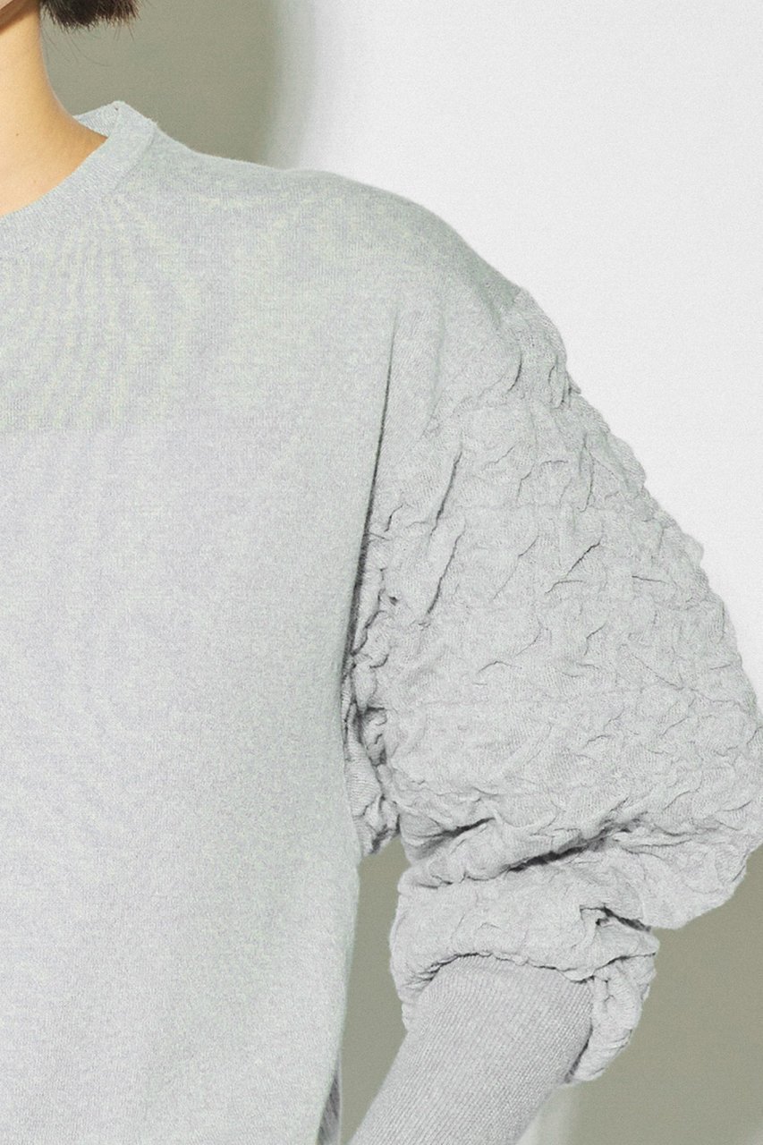 【ミディウミソリッド/MIDIUMISOLID】のpuff slv jacquard PO.S プルオーバー 人気、トレンドファッション・服の通販 founy(ファニー) 　ファッション　Fashion　レディースファッション　Fashion for Women　トップス・カットソー　Cut & Sew Tops　ニット　Knit Tops & Sweaters　カジュアルプルオーバー・ニットトップス　Pullovers & Knit Tops / Casual Pullovers　コンシャス　Conscious, Bodycon　ジャカード／ジャガード　Jacquard, Woven Pattern　スリーブ　Sleeve, Long Sleeve / Short Sleeve　トレンド　Trend, Trending Now　other-8|ID: prp329100004378333 ipo3291000000035412389