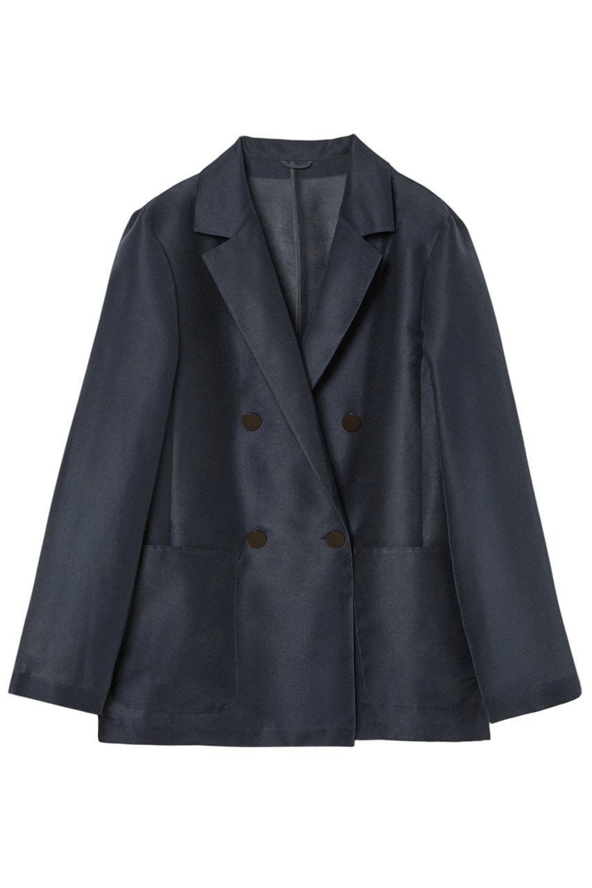 【アナイ/ANAYI】のハードオーガンジーダブルジャケット インテリア・キッズ・メンズ・レディースファッション・服の通販 founy(ファニー) 　ファッション　Fashion　レディースファッション　Fashion for Women　アウター　Coat / Outerwear Collection　レディースジャケット・軽アウター　Jackets　インナー　Innerwear　オーガンジー　Organza Fabric　カーディガン　Cardigan, Knitwear　ジャケット　Jacket, Outerwear　ダブル　Double, Double-Breasted　ポケット　Pocket, Pocket Detail　夏　Summer　ネイビー|ID: prp329100004379415 ipo3291000000032961774