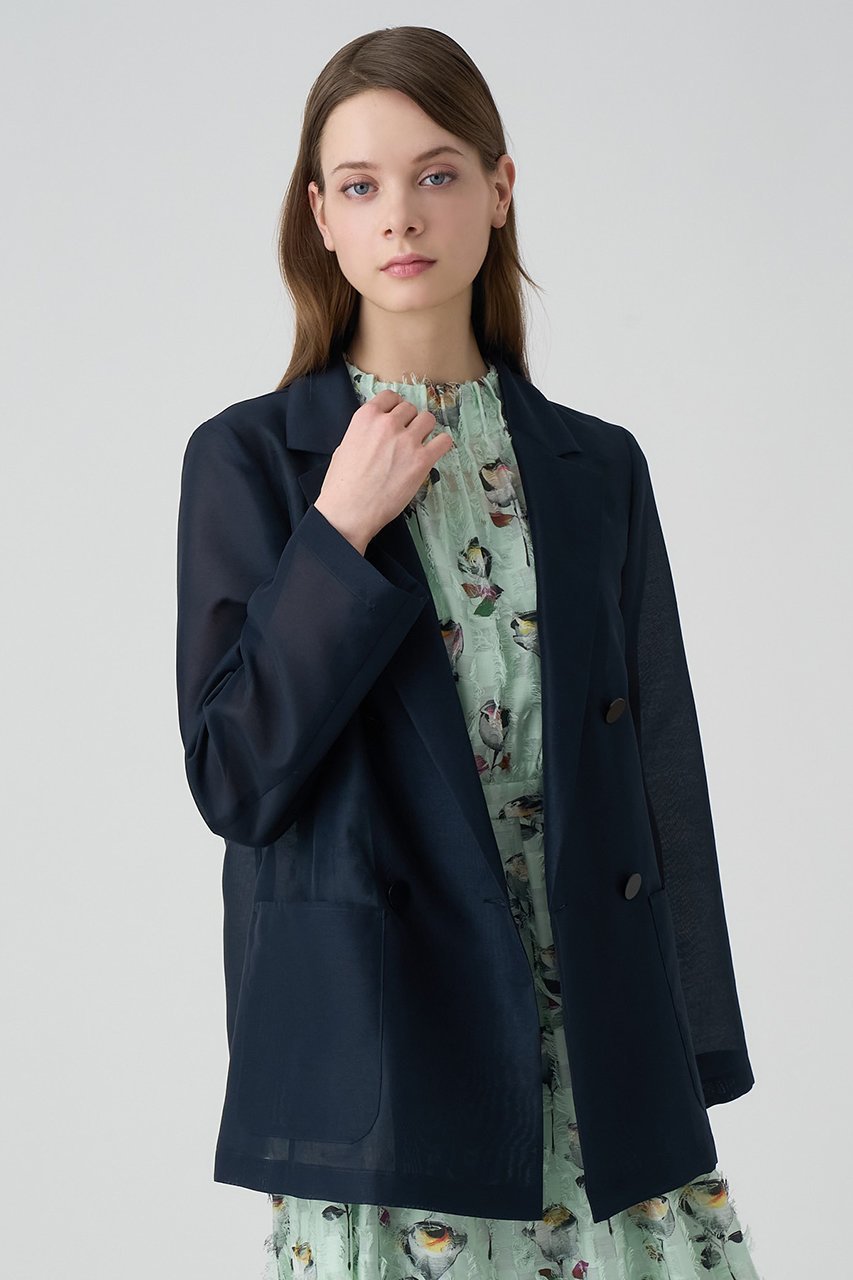 【アナイ/ANAYI】のハードオーガンジーダブルジャケット 人気、トレンドファッション・服の通販 founy(ファニー) 　ファッション　Fashion　レディースファッション　Fashion for Women　アウター　Coat / Outerwear Collection　レディースジャケット・軽アウター　Jackets　インナー　Innerwear　オーガンジー　Organza Fabric　カーディガン　Cardigan, Knitwear　ジャケット　Jacket, Outerwear　ダブル　Double, Double-Breasted　ポケット　Pocket, Pocket Detail　夏　Summer　other-8|ID: prp329100004379415 ipo3291000000032961806
