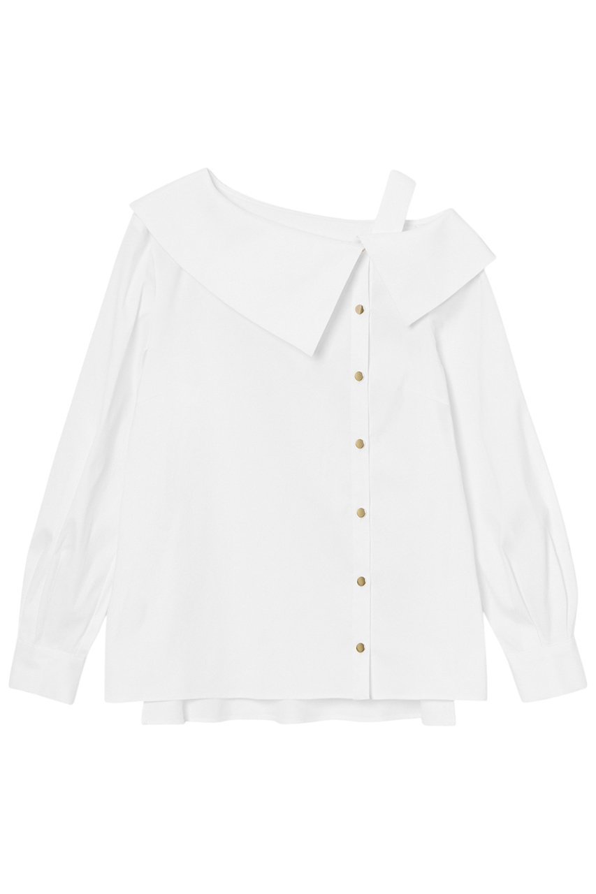 【アナイ/ANAYI】のストレッチブロードアシメブラウス インテリア・キッズ・メンズ・レディースファッション・服の通販 founy(ファニー) 　ファッション　Fashion　レディースファッション　Fashion for Women　トップス・カットソー　Cut & Sew Tops　シャツ・ブラウス・オフィスカジュアル　Elegant Blouses & Button-Ups　アシンメトリー　Asymmetrical Style　ストレッチ　Stretch, Stretchy Fabric　スリーブ　Sleeve, Long Sleeve / Short Sleeve　トレンド　Trend, Trending Now　バランス　Balance, Style Balance　フロント　Front, Front Design　ブロード　Broadcloth, Fine Cotton　メタル　Metal, Metal Parts　ロング　Long, Long-Length　エレガント 上品　Elegant　再入荷　Restock / Back in Stock　ホワイト|ID: prp329100004379416 ipo3291000000035054790