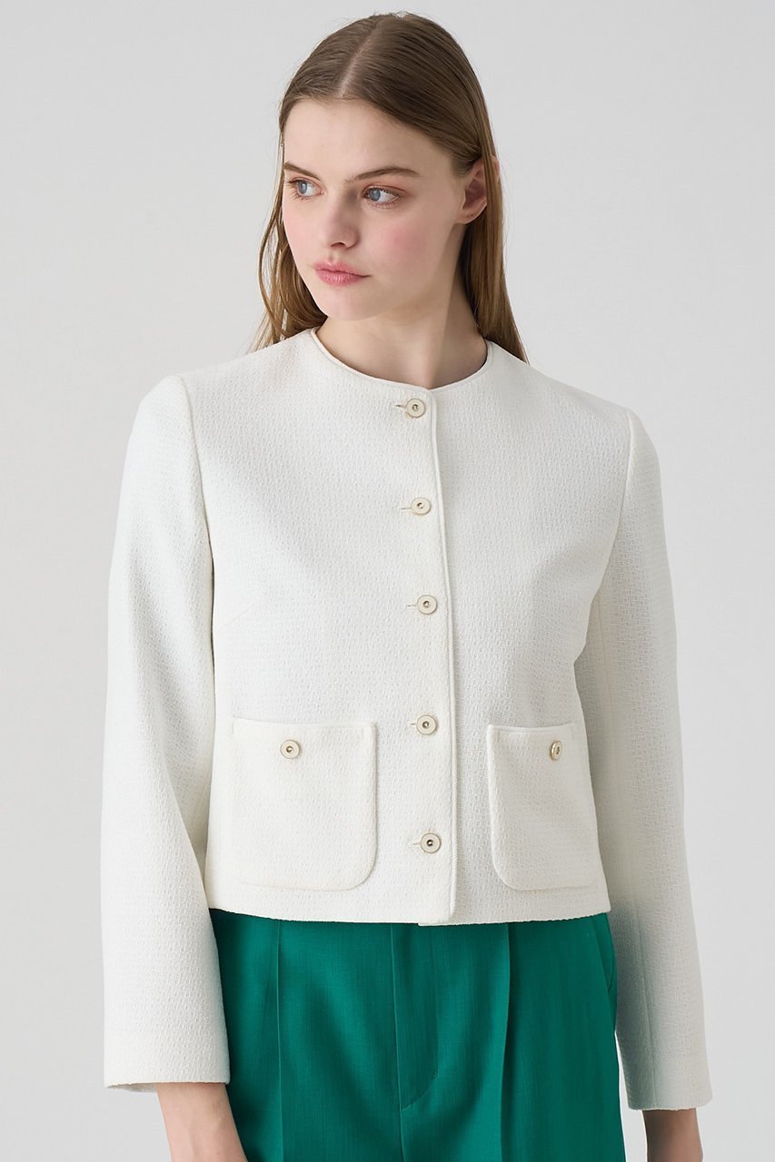 【アナイ/ANAYI】のドビーツイードクルージャケット 人気、トレンドファッション・服の通販 founy(ファニー) 　ファッション　Fashion　レディースファッション　Fashion for Women　アウター　Coat / Outerwear Collection　レディースジャケット・軽アウター　Jackets　クラシカル　Classical, Vintage-Inspired　ジャケット　Jacket, Outerwear　ツイード　Twill, Twill Weave　フロント　Front, Front Design　ブレード　Braid, Decorative Trim　エレガント 上品　Elegant　再入荷　Restock / Back in Stock　春　Spring　other-5|ID: prp329100004379417 ipo3291000000035054798