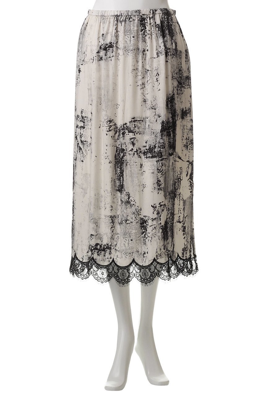【ジェイドット/j.】のビスコースプリント裾レーススカート 人気、トレンドファッション・服の通販 founy(ファニー) 　ファッション　Fashion　レディースファッション　Fashion for Women　スカート　Skirts　ロングスカート　Long Skirts / Maxi & Midi Skirts　エレガント 上品　Elegant　シンプル　Simple, Minimal　フェミニン　Feminine, Girly　プリント　Print, Printed Pattern　モノトーン　Monotone, Black and White　レース　Lace, Lace Fabric　ロング　Long, Long-Length　other-2|ID: prp329100004379439 ipo3291000000035758675
