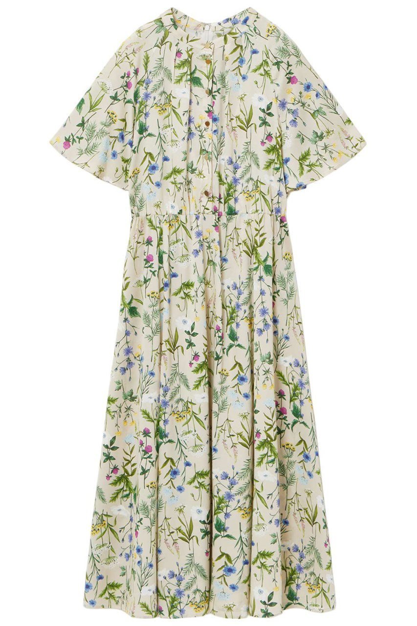 【アナイ/ANAYI】のボタニカルプリントフレアスリーブワンピース 人気、トレンドファッション・服の通販 founy(ファニー) 　ファッション　Fashion　レディースファッション　Fashion for Women　ワンピース　Dresses　チュニック　Tunic Tops & Dresses　キャミソール　Camisole, Spaghetti Strap Top　サテン　Satin, Glossy Fabric　チュニック　Tunic, Long Top　フレアースリーブ　Flared Sleeve, Bell Sleeve　プリント　Print, Printed Pattern　ペチコート　Petticoat, Underskirt　ボタニカル　Botanical, Floral Pattern　リラックス　Relax, Relaxed Fit　ロング　Long, Long-Length　エレガント 上品　Elegant　 other-1|ID: prp329100004379447 ipo3291000000032879393