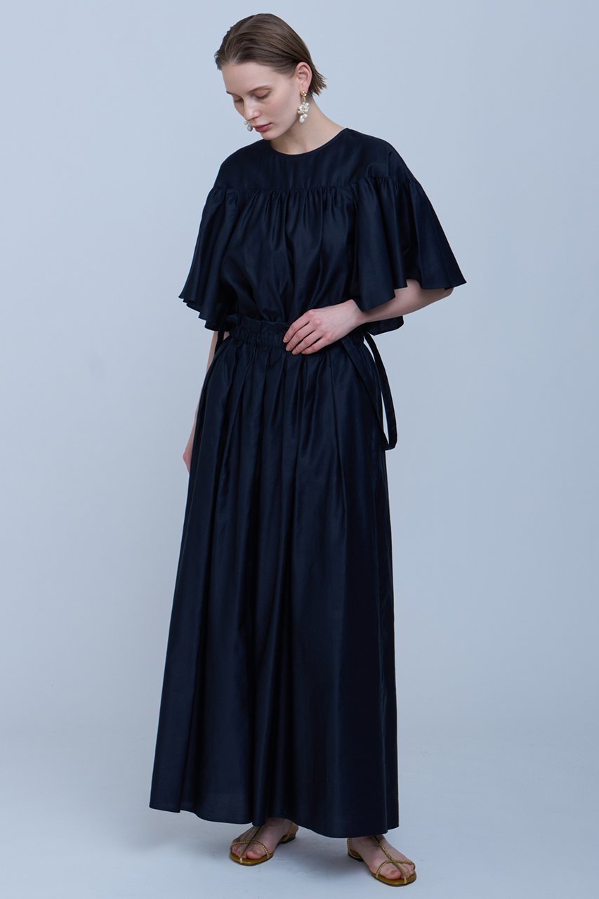 【ハウス オブ ロータス/HOUSE OF LOTUS】のライトモールスキンオフショルダーフレアスリーブブラウス 人気、トレンドファッション・服の通販 founy(ファニー) 　ファッション　Fashion　レディースファッション　Fashion for Women　トップス・カットソー　Cut & Sew Tops　シャツ・ブラウス・オフィスカジュアル　Elegant Blouses & Button-Ups　サテン　Satin, Glossy Fabric　ショート　Short, Short Length　スリット　Slit, Slit Detail　スリーブ　Sleeve, Long Sleeve / Short Sleeve　フレア　Flare, Flared　エレガント 上品　Elegant　軽量　Lightweight, Ultra Light　other-2|ID: prp329100004380592 ipo3291000000032852961