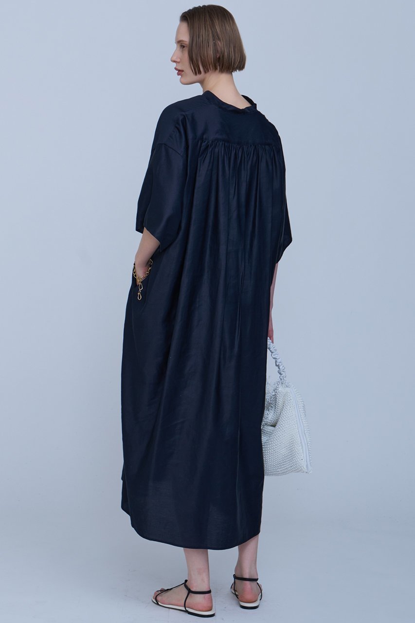 【ハウス オブ ロータス/HOUSE OF LOTUS】のライトモールスキンバレルタックワンピース 人気、トレンドファッション・服の通販 founy(ファニー) 　ファッション　Fashion　レディースファッション　Fashion for Women　ワンピース　Dresses　チュニック　Tunic Tops & Dresses　エレガント 上品　Elegant　ギャザー　Gathered, Ruffled　サテン　Satin, Glossy Fabric　チュニック　Tunic, Long Top　フォルム　Silhouette, Form　フロント　Front, Front Design　ロング　Long, Long-Length　軽量　Lightweight, Ultra Light　other-3|ID: prp329100004380593 ipo3291000000032870633