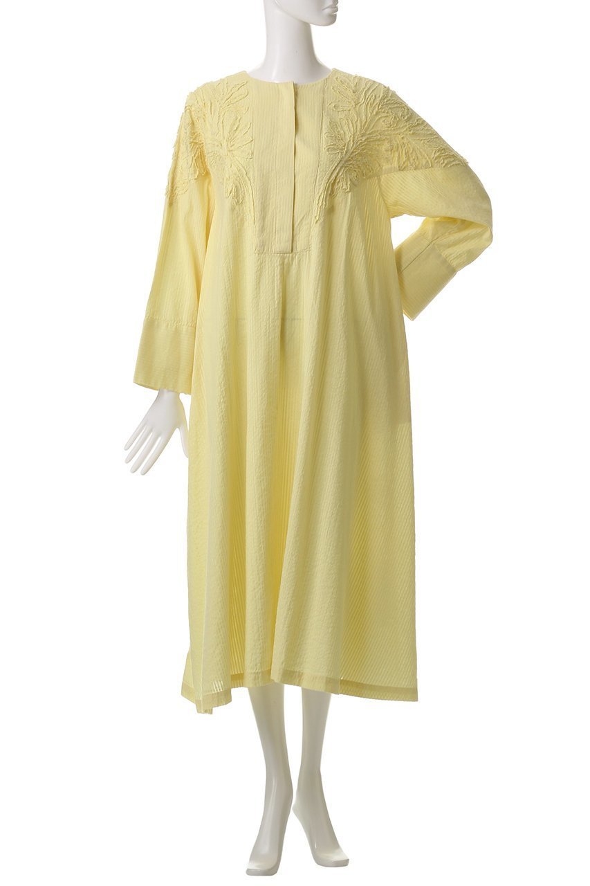 【ハウス オブ ロータス/HOUSE OF LOTUS】のエンブロイダリーサッカーワンピース 人気、トレンドファッション・服の通販 founy(ファニー) 　ファッション　Fashion　レディースファッション　Fashion for Women　ワンピース　Dresses　チュニック　Tunic Tops & Dresses　サッカー　Seersucker, Summer Fabric　シアー　Sheer, See-Through　チュニック　Tunic, Long Top　フレア　Flare, Flared　フロント　Front, Front Design　ボタニカル　Botanical, Floral Pattern　ロング　Long, Long-Length　人気　Popular, Best Seller　夏　Summer　other-2|ID: prp329100004380597 ipo3291000000032870666