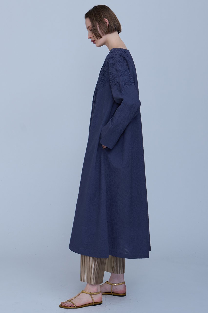 【ハウス オブ ロータス/HOUSE OF LOTUS】のエンブロイダリーサッカーワンピース 人気、トレンドファッション・服の通販 founy(ファニー) 　ファッション　Fashion　レディースファッション　Fashion for Women　ワンピース　Dresses　チュニック　Tunic Tops & Dresses　サッカー　Seersucker, Summer Fabric　シアー　Sheer, See-Through　チュニック　Tunic, Long Top　フレア　Flare, Flared　フロント　Front, Front Design　ボタニカル　Botanical, Floral Pattern　ロング　Long, Long-Length　人気　Popular, Best Seller　夏　Summer　other-6|ID: prp329100004380597 ipo3291000000032870686
