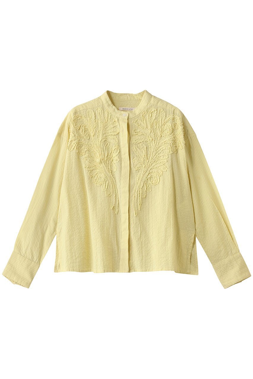 【ハウス オブ ロータス/HOUSE OF LOTUS】のエンブロイダリーサッカーシャツ インテリア・キッズ・メンズ・レディースファッション・服の通販 founy(ファニー) 　ファッション　Fashion　レディースファッション　Fashion for Women　トップス・カットソー　Cut & Sew Tops　シャツ・ブラウス・オフィスカジュアル　Elegant Blouses & Button-Ups　インド　Indian Textile　サッカー　Seersucker, Summer Fabric　シアー　Sheer, See-Through　スリーブ　Sleeve, Long Sleeve / Short Sleeve　ボタニカル　Botanical, Floral Pattern　ロング　Long, Long-Length　ワイド　Wide, Wide Fit　人気　Popular, Best Seller　ライトイエロー|ID: prp329100004380598 ipo3291000000032845185