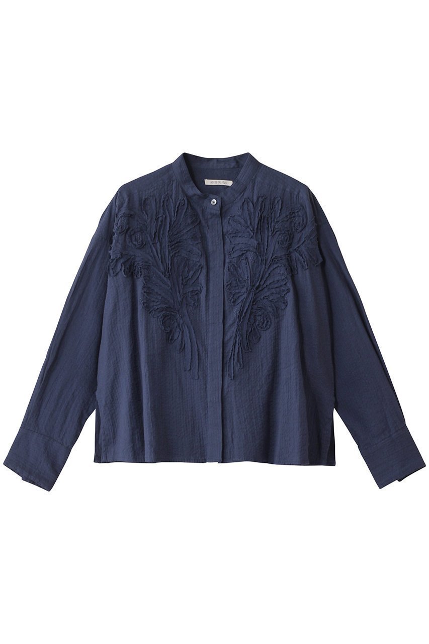 【ハウス オブ ロータス/HOUSE OF LOTUS】のエンブロイダリーサッカーシャツ インテリア・キッズ・メンズ・レディースファッション・服の通販 founy(ファニー) 　ファッション　Fashion　レディースファッション　Fashion for Women　トップス・カットソー　Cut & Sew Tops　シャツ・ブラウス・オフィスカジュアル　Elegant Blouses & Button-Ups　インド　Indian Textile　サッカー　Seersucker, Summer Fabric　シアー　Sheer, See-Through　スリーブ　Sleeve, Long Sleeve / Short Sleeve　ボタニカル　Botanical, Floral Pattern　ロング　Long, Long-Length　ワイド　Wide, Wide Fit　人気　Popular, Best Seller　ネイビー|ID: prp329100004380598 ipo3291000000032845189