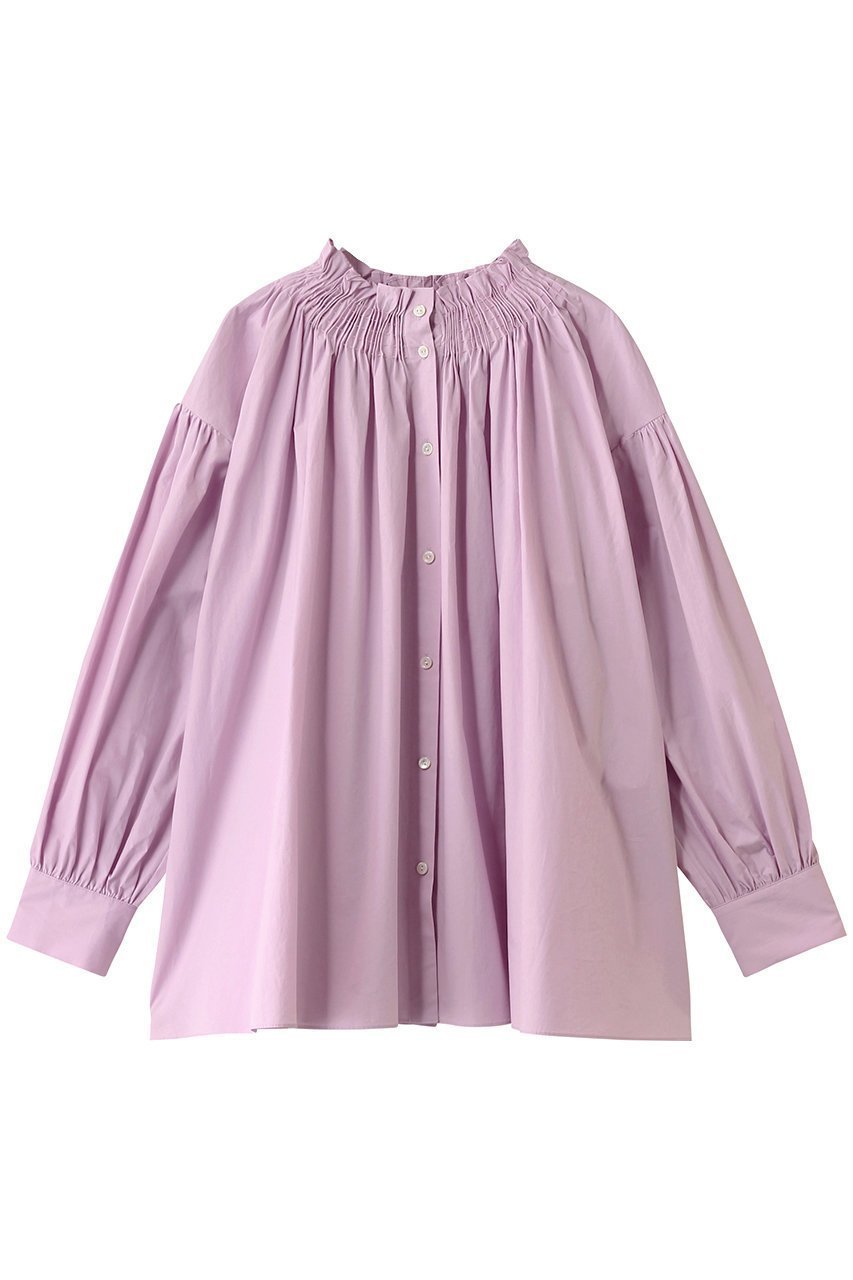【ハウス オブ ロータス/HOUSE OF LOTUS】のブロードタックシャーリングブラウス インテリア・キッズ・メンズ・レディースファッション・服の通販 founy(ファニー) 　ファッション　Fashion　レディースファッション　Fashion for Women　トップス・カットソー　Cut & Sew Tops　シャツ・ブラウス・オフィスカジュアル　Elegant Blouses & Button-Ups　ギャザー　Gathered, Ruffled　シャーリング　Shirring, Ruched　スタンド　Stand Collar, Upright Stand　スリーブ　Sleeve, Long Sleeve / Short Sleeve　フェミニン　Feminine, Girly　フリル　Frill, Ruffle　ブロード　Broadcloth, Fine Cotton　ロング　Long, Long-Length　ピンク|ID: prp329100004380601 ipo3291000000032849215