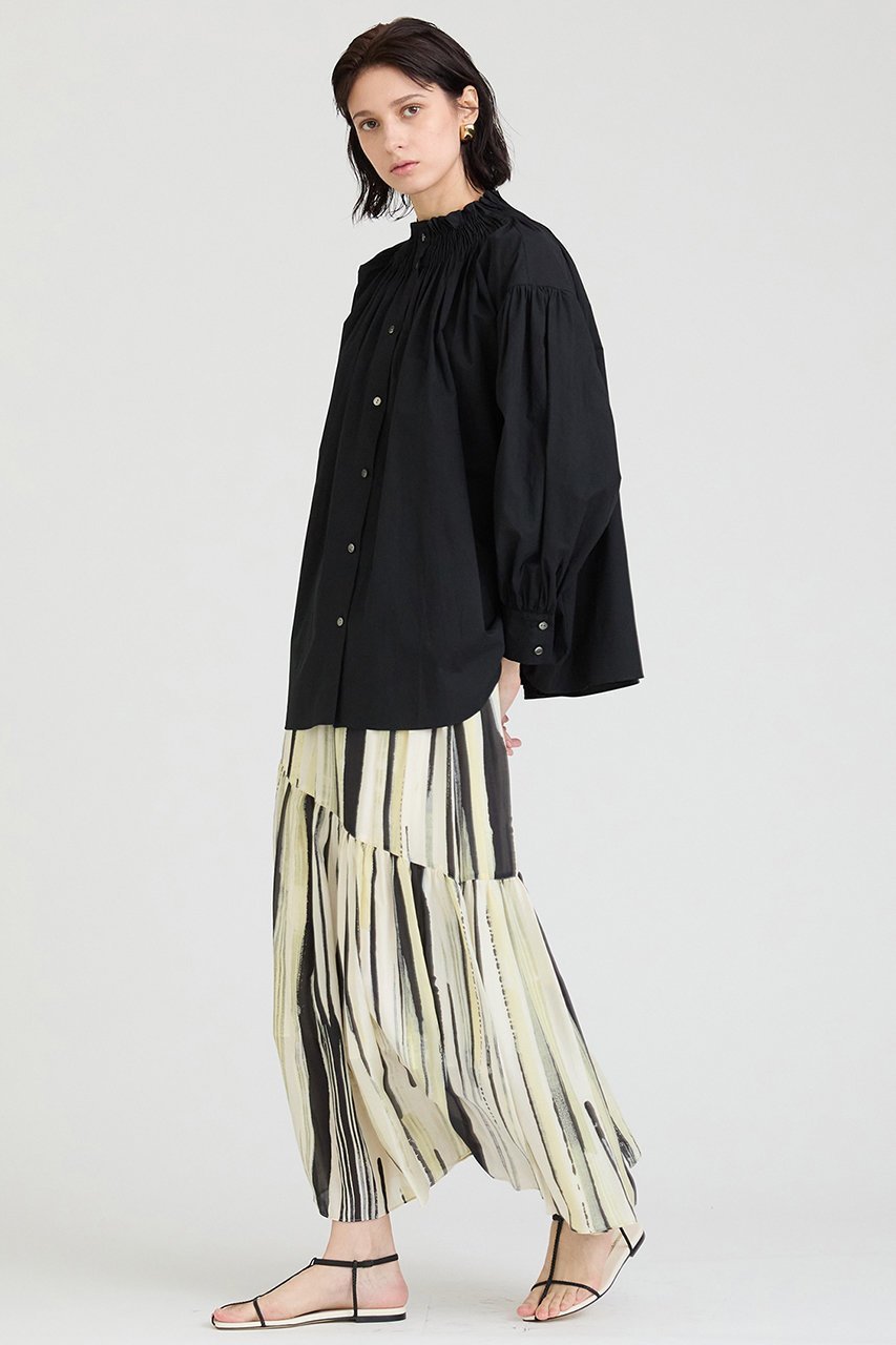 【ハウス オブ ロータス/HOUSE OF LOTUS】のブロードタックシャーリングブラウス 人気、トレンドファッション・服の通販 founy(ファニー) 　ファッション　Fashion　レディースファッション　Fashion for Women　トップス・カットソー　Cut & Sew Tops　シャツ・ブラウス・オフィスカジュアル　Elegant Blouses & Button-Ups　ギャザー　Gathered, Ruffled　シャーリング　Shirring, Ruched　スタンド　Stand Collar, Upright Stand　スリーブ　Sleeve, Long Sleeve / Short Sleeve　フェミニン　Feminine, Girly　フリル　Frill, Ruffle　ブロード　Broadcloth, Fine Cotton　ロング　Long, Long-Length　other-7|ID: prp329100004380601 ipo3291000000032849253