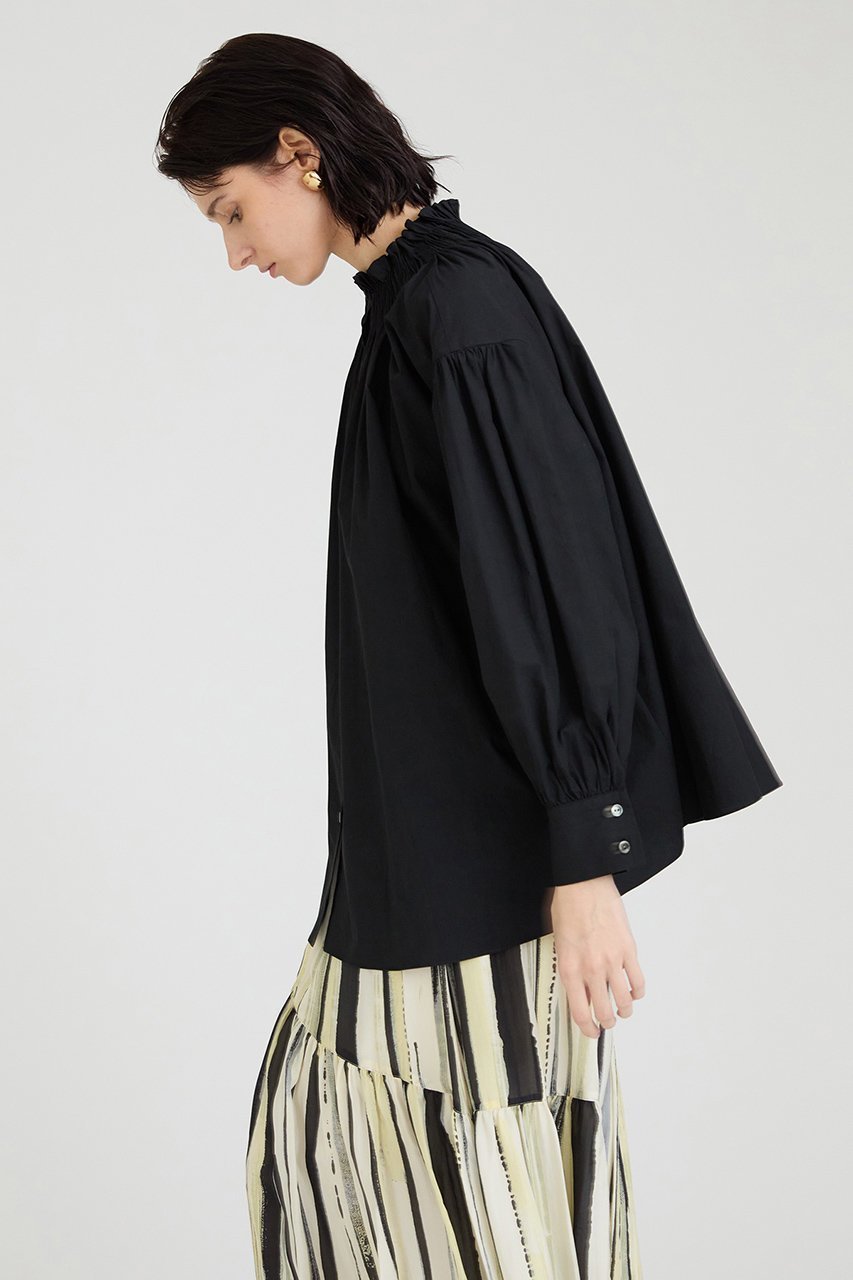 【ハウス オブ ロータス/HOUSE OF LOTUS】のブロードタックシャーリングブラウス 人気、トレンドファッション・服の通販 founy(ファニー) 　ファッション　Fashion　レディースファッション　Fashion for Women　トップス・カットソー　Cut & Sew Tops　シャツ・ブラウス・オフィスカジュアル　Elegant Blouses & Button-Ups　ギャザー　Gathered, Ruffled　シャーリング　Shirring, Ruched　スタンド　Stand Collar, Upright Stand　スリーブ　Sleeve, Long Sleeve / Short Sleeve　フェミニン　Feminine, Girly　フリル　Frill, Ruffle　ブロード　Broadcloth, Fine Cotton　ロング　Long, Long-Length　other-8|ID: prp329100004380601 ipo3291000000032849260