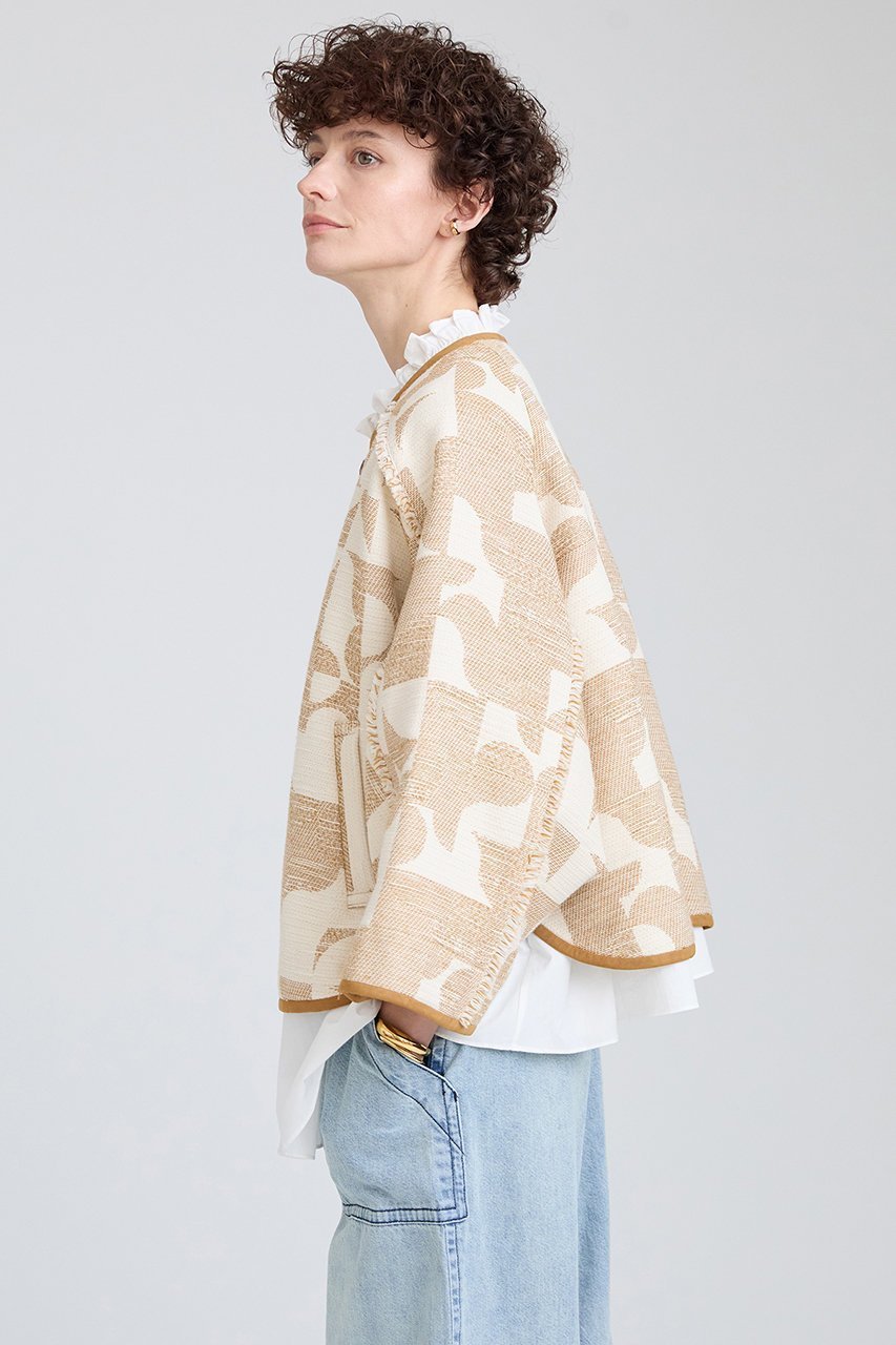 【ハウス オブ ロータス/HOUSE OF LOTUS】のジオメトリックジャカードジャケット 人気、トレンドファッション・服の通販 founy(ファニー) 　ファッション　Fashion　レディースファッション　Fashion for Women　アウター　Coat / Outerwear Collection　レディースジャケット・軽アウター　Jackets　イタリア　Italy　ジャケット　Jacket, Outerwear　トリミング　Trimming, Decorative Edge　バランス　Balance, Style Balance　フリンジ　Fringe, Tassel　ポンチョ　Poncho, Cape Style　モダン　Modern, Contemporary　other-8|ID: prp329100004380603 ipo3291000000034952388