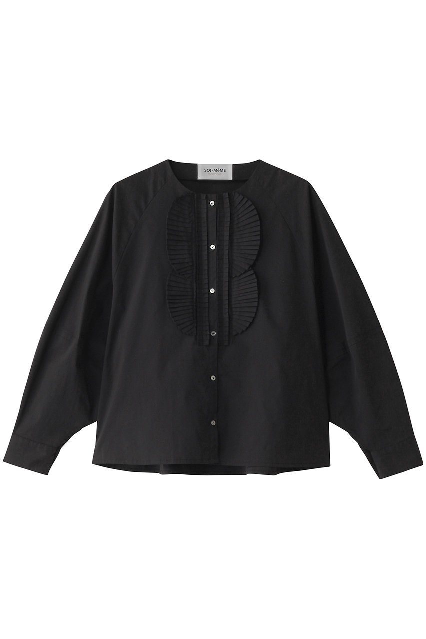 【マリリンムーン/MARILYN MOON】の【SOI-MeME】ドラマティックタックモチーフコクーンブラウス インテリア・キッズ・メンズ・レディースファッション・服の通販 founy(ファニー) 　ファッション　Fashion　レディースファッション　Fashion for Women　トップス・カットソー　Cut & Sew Tops　シャツ・ブラウス・オフィスカジュアル　Elegant Blouses & Button-Ups　スリーブ　Sleeve, Long Sleeve / Short Sleeve　チュール　Tulip, Tulip Motif　バランス　Balance, Style Balance　フリル　Frill, Ruffle　プリーツ　Pleats, Pleated　モダン　Modern, Contemporary　モチーフ　Motif, Design Theme　ロング　Long, Long-Length　ブラック|ID: prp329100004380606 ipo3291000000036071372