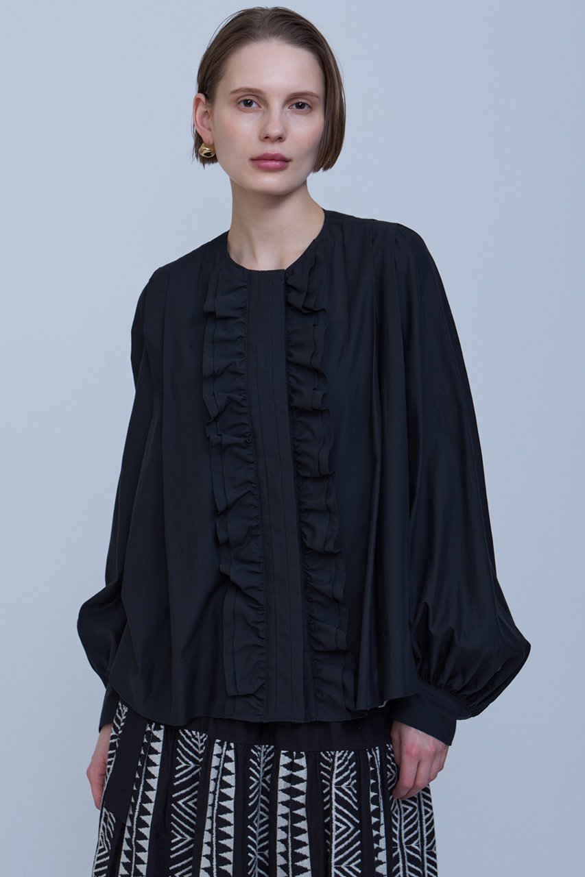 【ハウス オブ ロータス/HOUSE OF LOTUS】のキュプラブロードティアードフリルブラウス 人気、トレンドファッション・服の通販 founy(ファニー) 　ファッション　Fashion　レディースファッション　Fashion for Women　トップス・カットソー　Cut & Sew Tops　シャツ・ブラウス・オフィスカジュアル　Elegant Blouses & Button-Ups　キュプラ　Cupro, Eco Fabric　スリーブ　Sleeve, Long Sleeve / Short Sleeve　タンブラー　Tumbler, Travel Mug　フェミニン　Feminine, Girly　フリル　Frill, Ruffle　フロント　Front, Front Design　ブロード　Broadcloth, Fine Cotton　ロング　Long, Long-Length　other-4|ID: prp329100004380610 ipo3291000000032852934