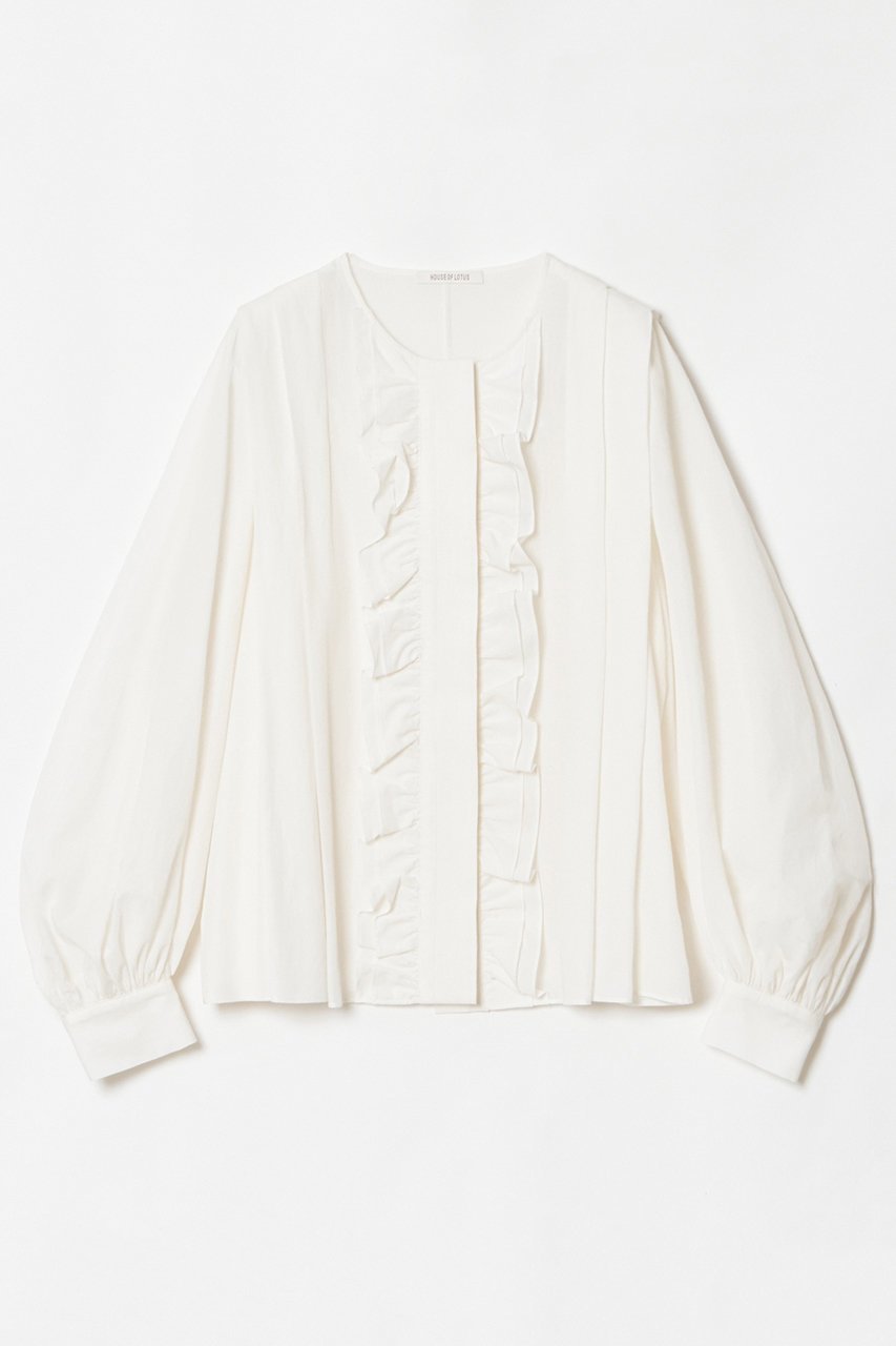 【ハウス オブ ロータス/HOUSE OF LOTUS】のキュプラブロードティアードフリルブラウス 人気、トレンドファッション・服の通販 founy(ファニー) 　ファッション　Fashion　レディースファッション　Fashion for Women　トップス・カットソー　Cut & Sew Tops　シャツ・ブラウス・オフィスカジュアル　Elegant Blouses & Button-Ups　キュプラ　Cupro, Eco Fabric　スリーブ　Sleeve, Long Sleeve / Short Sleeve　タンブラー　Tumbler, Travel Mug　フェミニン　Feminine, Girly　フリル　Frill, Ruffle　フロント　Front, Front Design　ブロード　Broadcloth, Fine Cotton　ロング　Long, Long-Length　 other-1|ID: prp329100004380610 ipo3291000000034955069