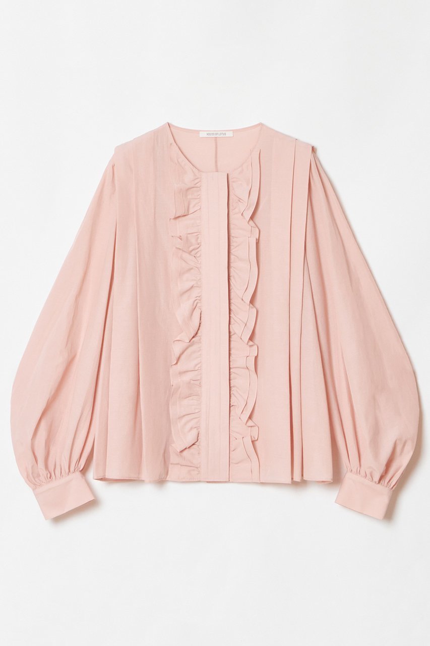 【ハウス オブ ロータス/HOUSE OF LOTUS】のキュプラブロードティアードフリルブラウス インテリア・キッズ・メンズ・レディースファッション・服の通販 founy(ファニー) 　ファッション　Fashion　レディースファッション　Fashion for Women　トップス・カットソー　Cut & Sew Tops　シャツ・ブラウス・オフィスカジュアル　Elegant Blouses & Button-Ups　キュプラ　Cupro, Eco Fabric　スリーブ　Sleeve, Long Sleeve / Short Sleeve　タンブラー　Tumbler, Travel Mug　フェミニン　Feminine, Girly　フリル　Frill, Ruffle　フロント　Front, Front Design　ブロード　Broadcloth, Fine Cotton　ロング　Long, Long-Length　ライトピンク|ID: prp329100004380610 ipo3291000000034955072