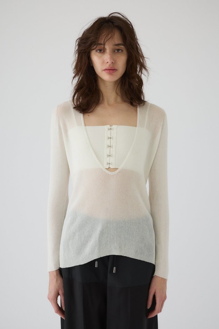 【リムアーク/RIM.ARK】のBustier set rib knit/ニット インテリア・キッズ・メンズ・レディースファッション・服の通販 founy(ファニー) https://founy.com/ ファッション Fashion レディースファッション Fashion for Women トップス・カットソー Cut & Sew Tops ニット Knit Tops & Sweaters カジュアルプルオーバー・ニットトップス Pullovers & Knit Tops / Casual Pullovers ビスチェ Bustiers & Corset Tops / Layered Bustier Style シアー Sheer, See-Through バランス Balance, Style Balance ビスチェ Bustier, Corset Top |ID: prp329100004380612 ipo3291000000032809148