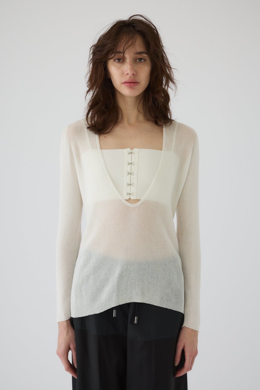 【リムアーク/RIM.ARK】のBustier set rib knit/ニット 人気、トレンドファッション・服の通販 founy(ファニー) 　ファッション　Fashion　レディースファッション　Fashion for Women　トップス・カットソー　Cut & Sew Tops　ニット　Knit Tops & Sweaters　カジュアルプルオーバー・ニットトップス　Pullovers & Knit Tops / Casual Pullovers　ビスチェ　Bustiers & Corset Tops / Layered Bustier Style　シアー　Sheer, See-Through　バランス　Balance, Style Balance　ビスチェ　Bustier, Corset Top　 other-1|ID: prp329100004380612 ipo3291000000032809148