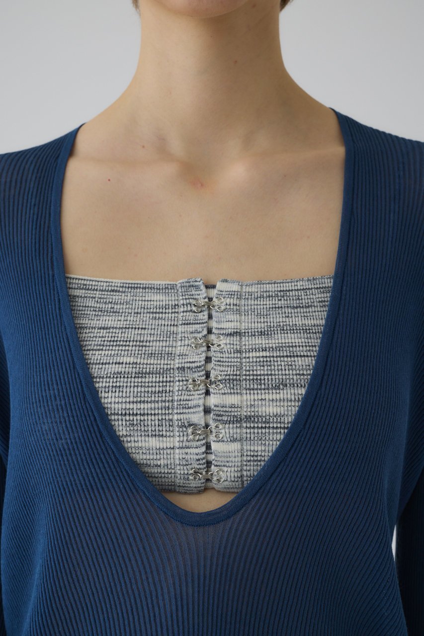 【リムアーク/RIM.ARK】のBustier set rib knit/ニット 人気、トレンドファッション・服の通販 founy(ファニー) 　ファッション　Fashion　レディースファッション　Fashion for Women　トップス・カットソー　Cut & Sew Tops　ニット　Knit Tops & Sweaters　カジュアルプルオーバー・ニットトップス　Pullovers & Knit Tops / Casual Pullovers　ビスチェ　Bustiers & Corset Tops / Layered Bustier Style　シアー　Sheer, See-Through　バランス　Balance, Style Balance　ビスチェ　Bustier, Corset Top　other-8|ID: prp329100004380612 ipo3291000000032809158