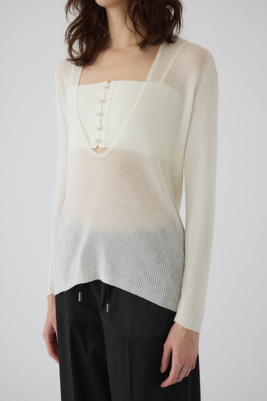 【リムアーク/RIM.ARK】のBustier set rib knit/ニット 人気、トレンドファッション・服の通販 founy(ファニー) 　ファッション　Fashion　レディースファッション　Fashion for Women　トップス・カットソー　Cut & Sew Tops　ニット　Knit Tops & Sweaters　カジュアルプルオーバー・ニットトップス　Pullovers & Knit Tops / Casual Pullovers　ビスチェ　Bustiers & Corset Tops / Layered Bustier Style　シアー　Sheer, See-Through　バランス　Balance, Style Balance　ビスチェ　Bustier, Corset Top　other-3|ID: prp329100004380612 ipo3291000000035632042